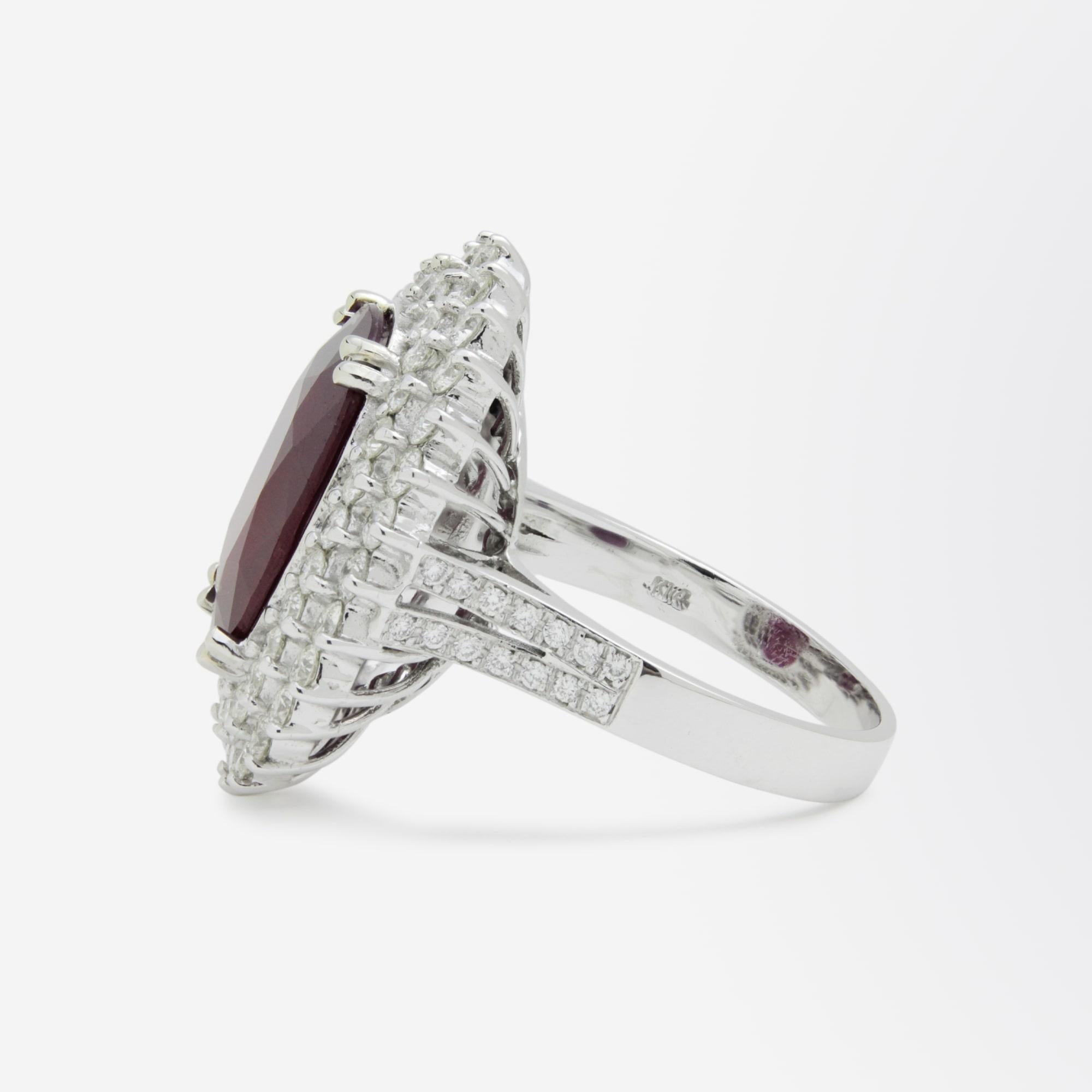 Modern Impressive Ruby and Diamond Cocktail Ring