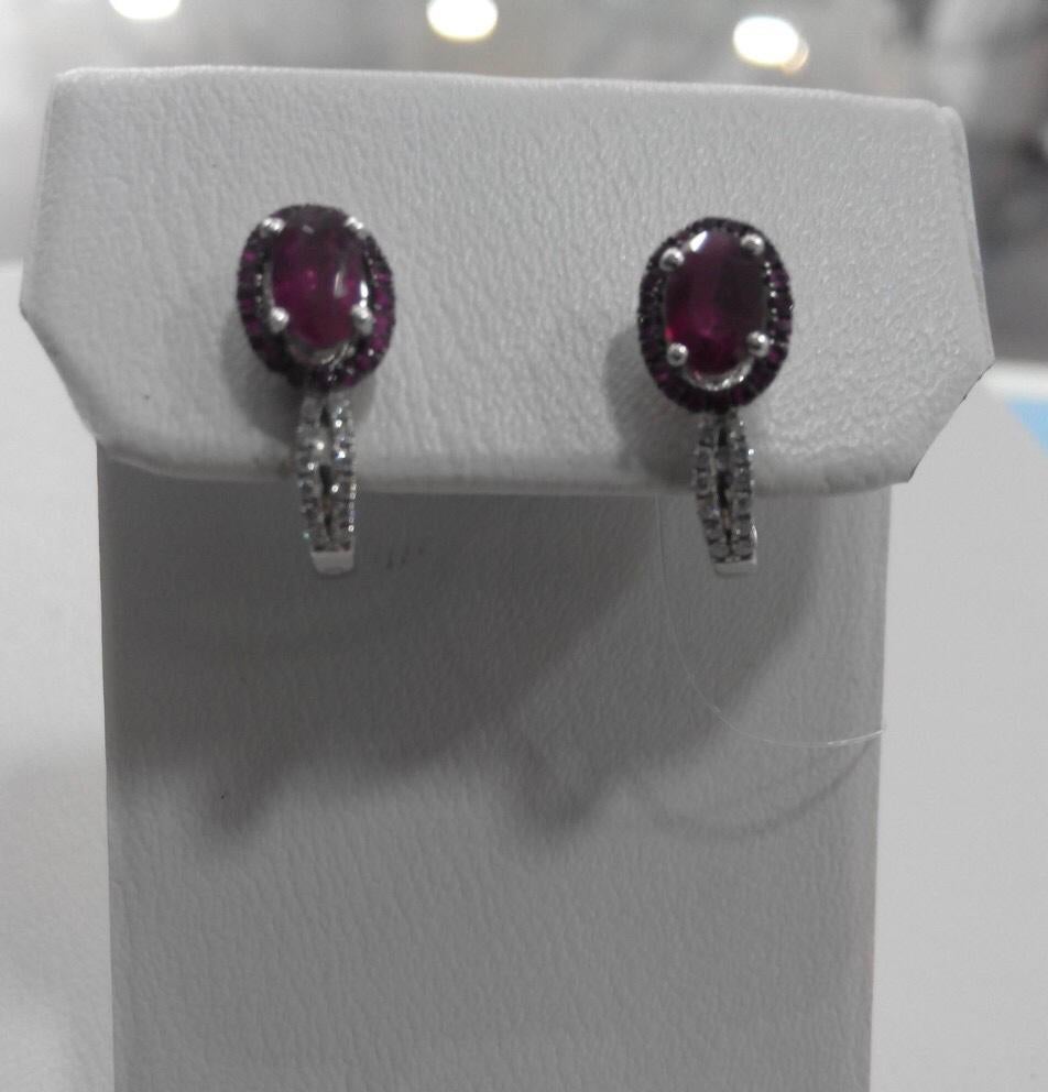 Impressive Ruby Diamond White Gold Earrings In New Condition For Sale In Montreux, CH