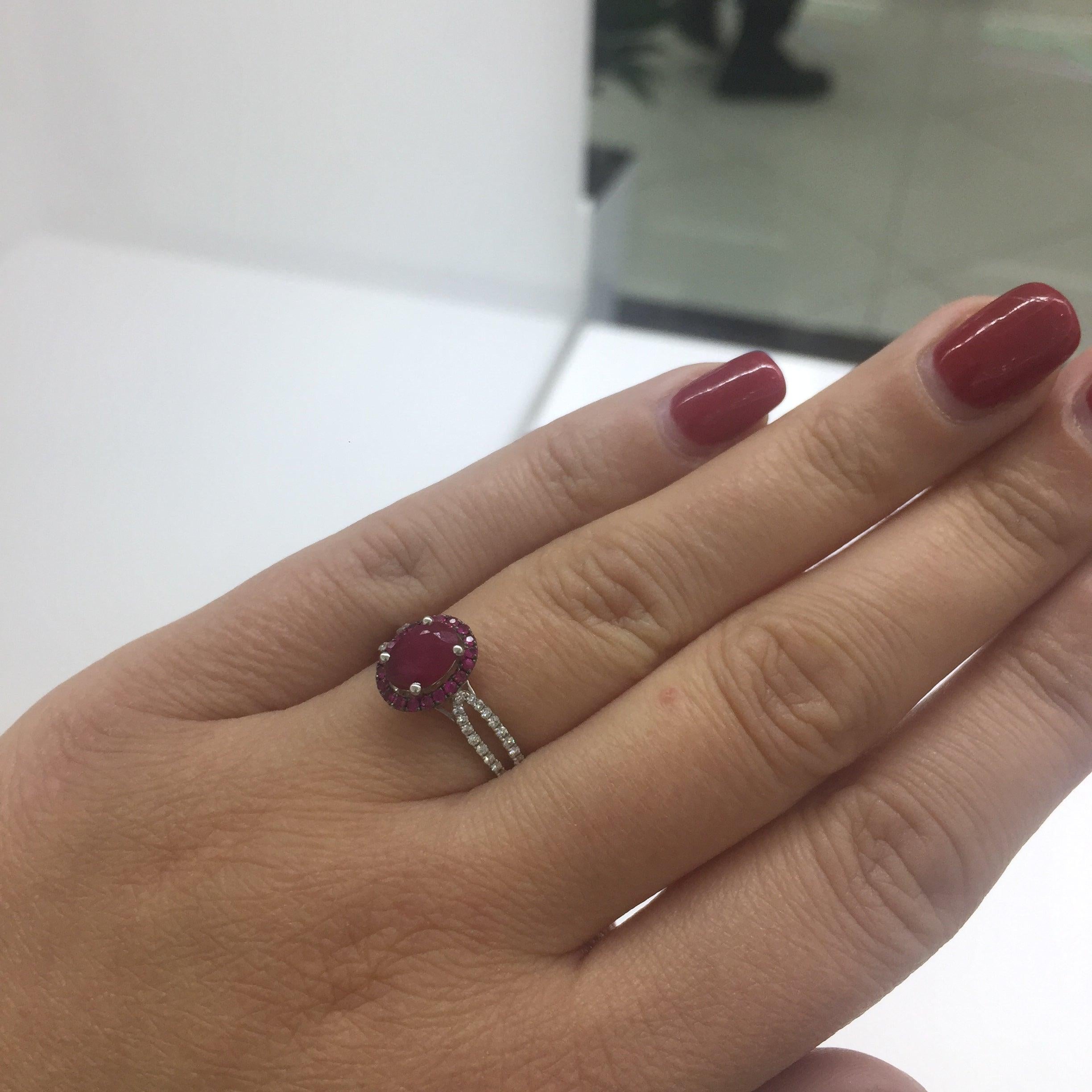 For Sale:  Impressive Ruby Diamond White Gold Ring 5