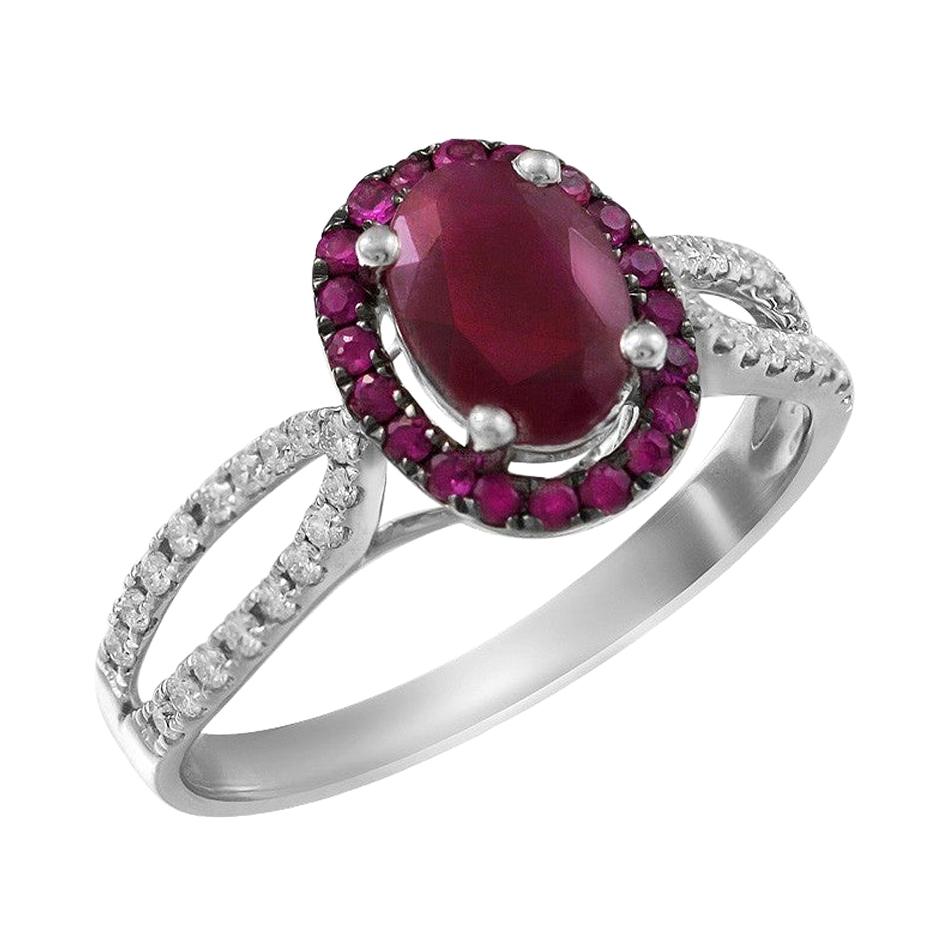 For Sale:  Impressive Ruby Diamond White Gold Ring