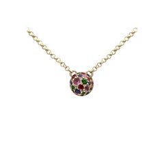 Impressive Ruby Pink Sapphire Diamond Tsavorite Yellow Gold Necklace