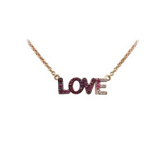 Beeindruckende Halskette aus Gelbgold mit Rubin, rosa Saphir und Diamant