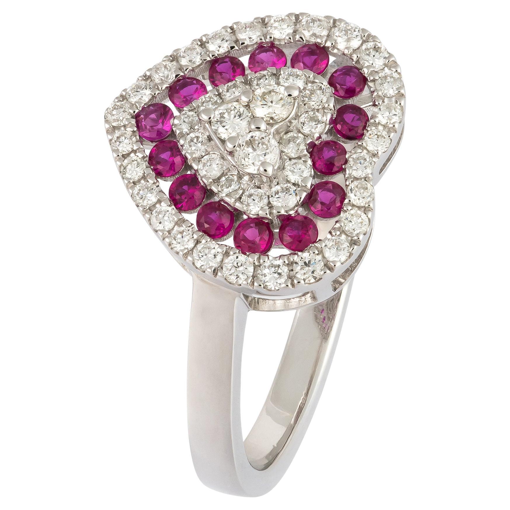 Impressive Ruby White 18K Gold White Diamond Ring for Her