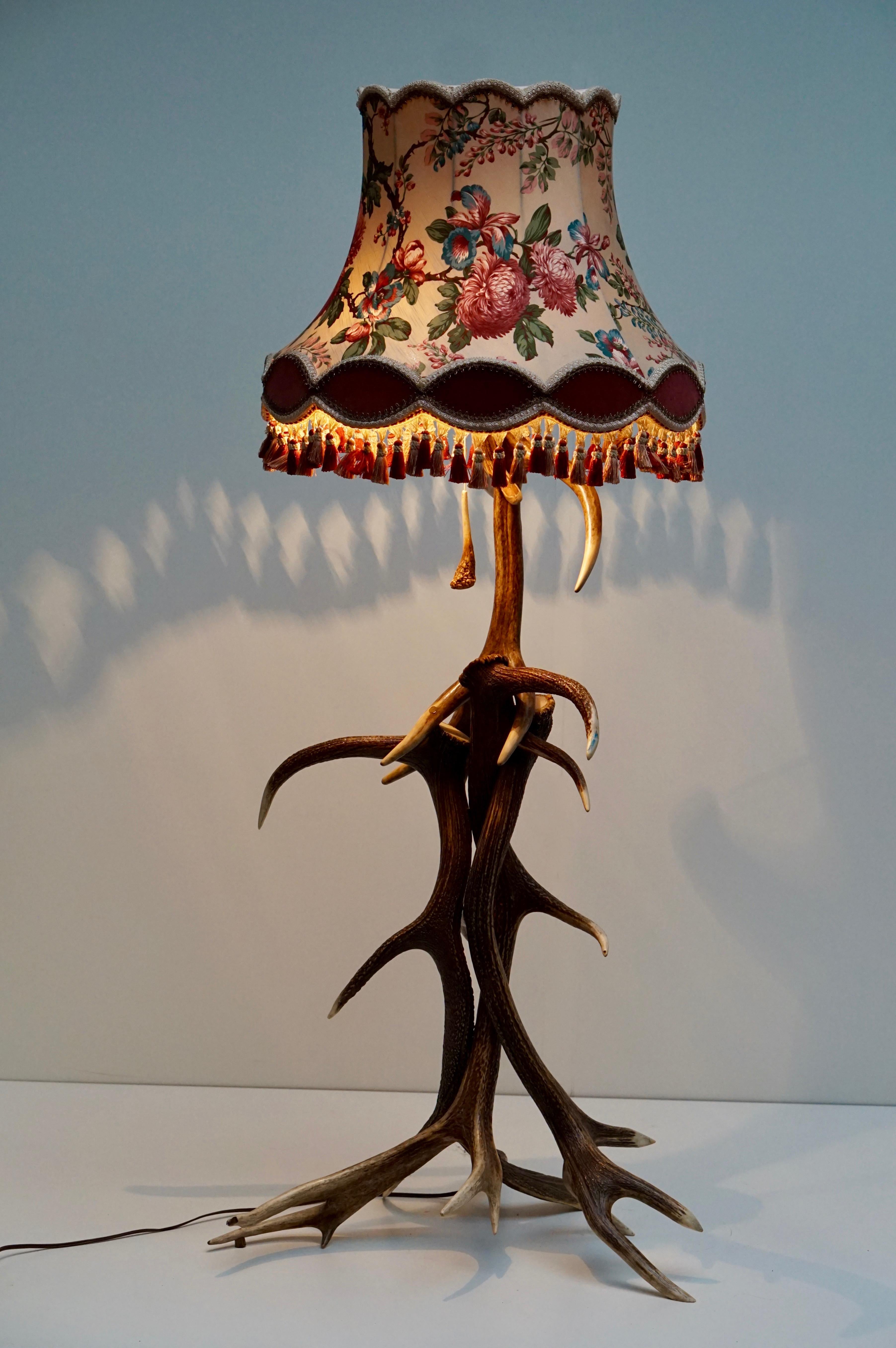 Hollywood Regency Impressive Rustic Deer Antler Floor Lamp, 1950s, Austria