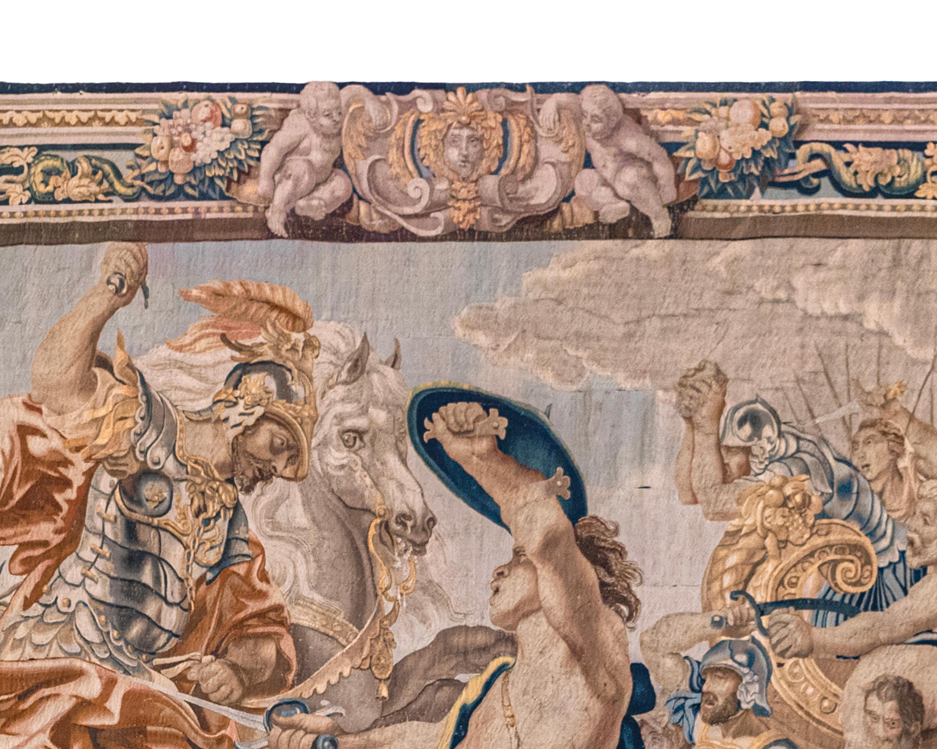 Woven Impressive Scale Mid-17th Century Flemish Tapestry Depicting Alexander The Great For Sale