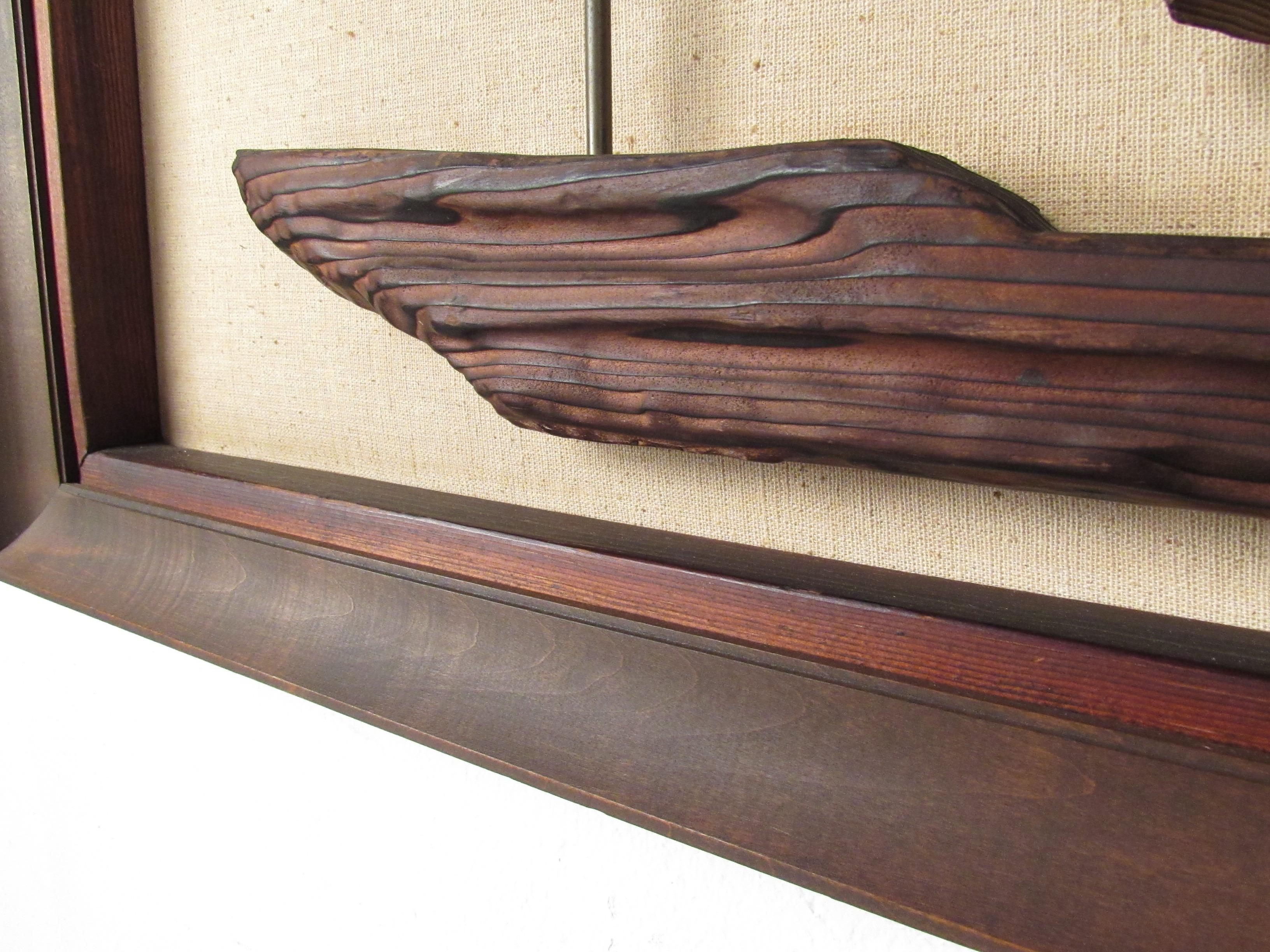 Impressionnante œuvre d'art murale sculpturale de bateau clipper en bois 4