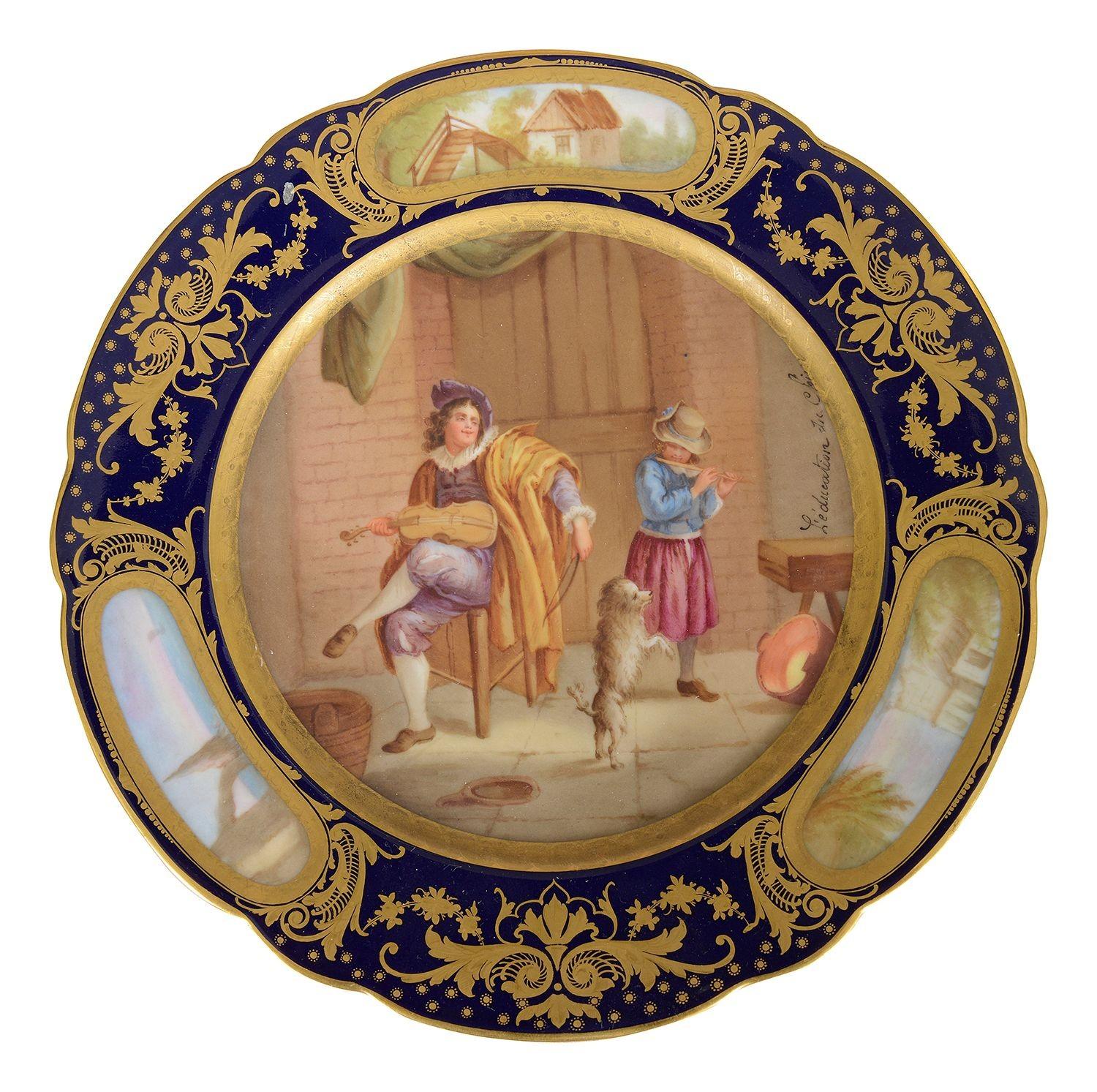Impressionnant ensemble de 12 assiettes en porcelaine de style Sèvres, vers 1890 Bon état - En vente à Brighton, Sussex