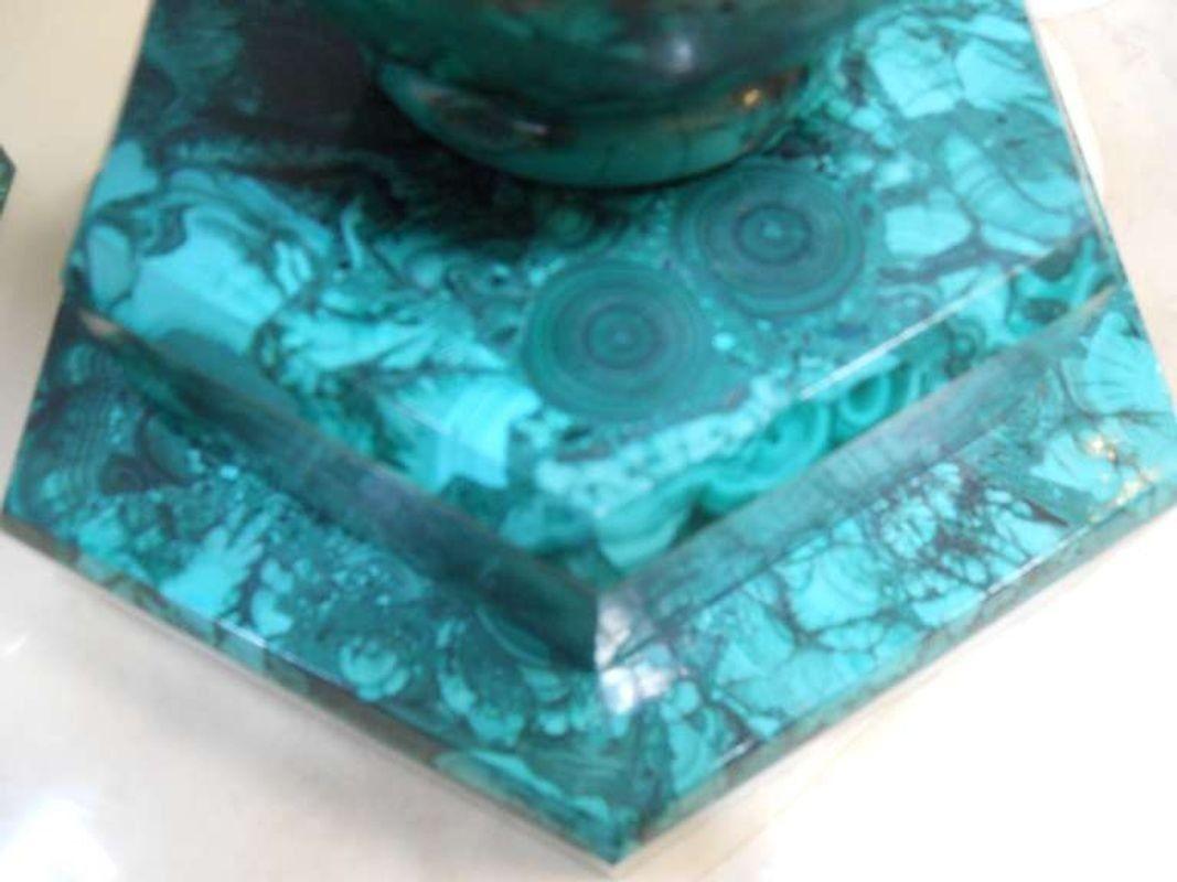 Impressive Set of 6 Malachite Vases, Congo, 1960's. in vendita 1