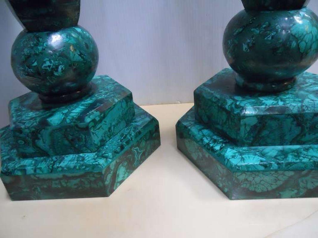 Impressive Set of 6 Malachite Vases, Congo, 1960's. in vendita 2