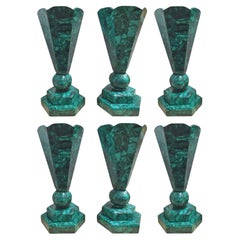 Vintage Impressive Set of 6 Malachite Vases, Congo, 1960's.