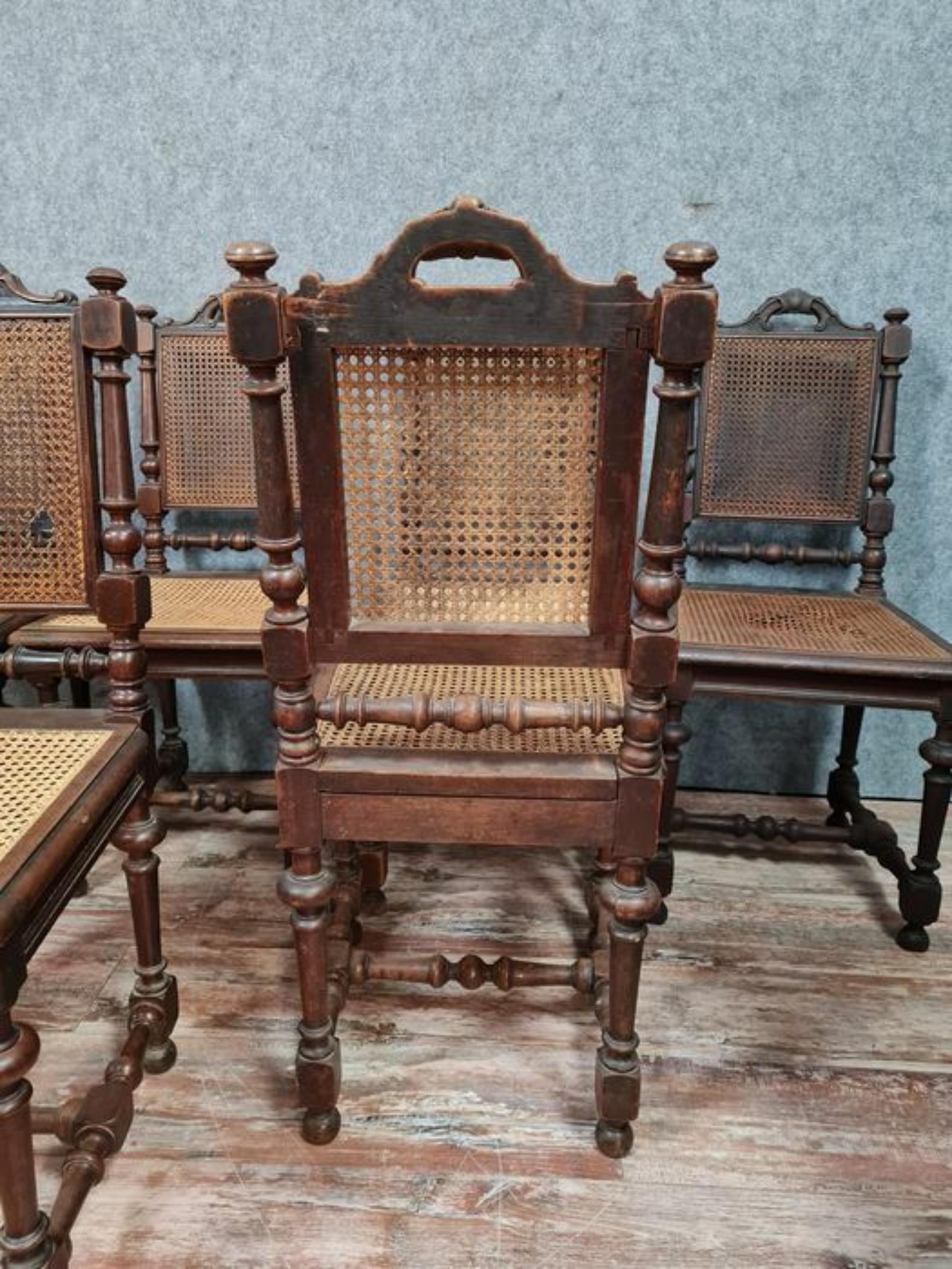 Impressive Set of 8 Renaissance Hunt Pavilion Chairs in Walnut circa 1850 -1X16 2