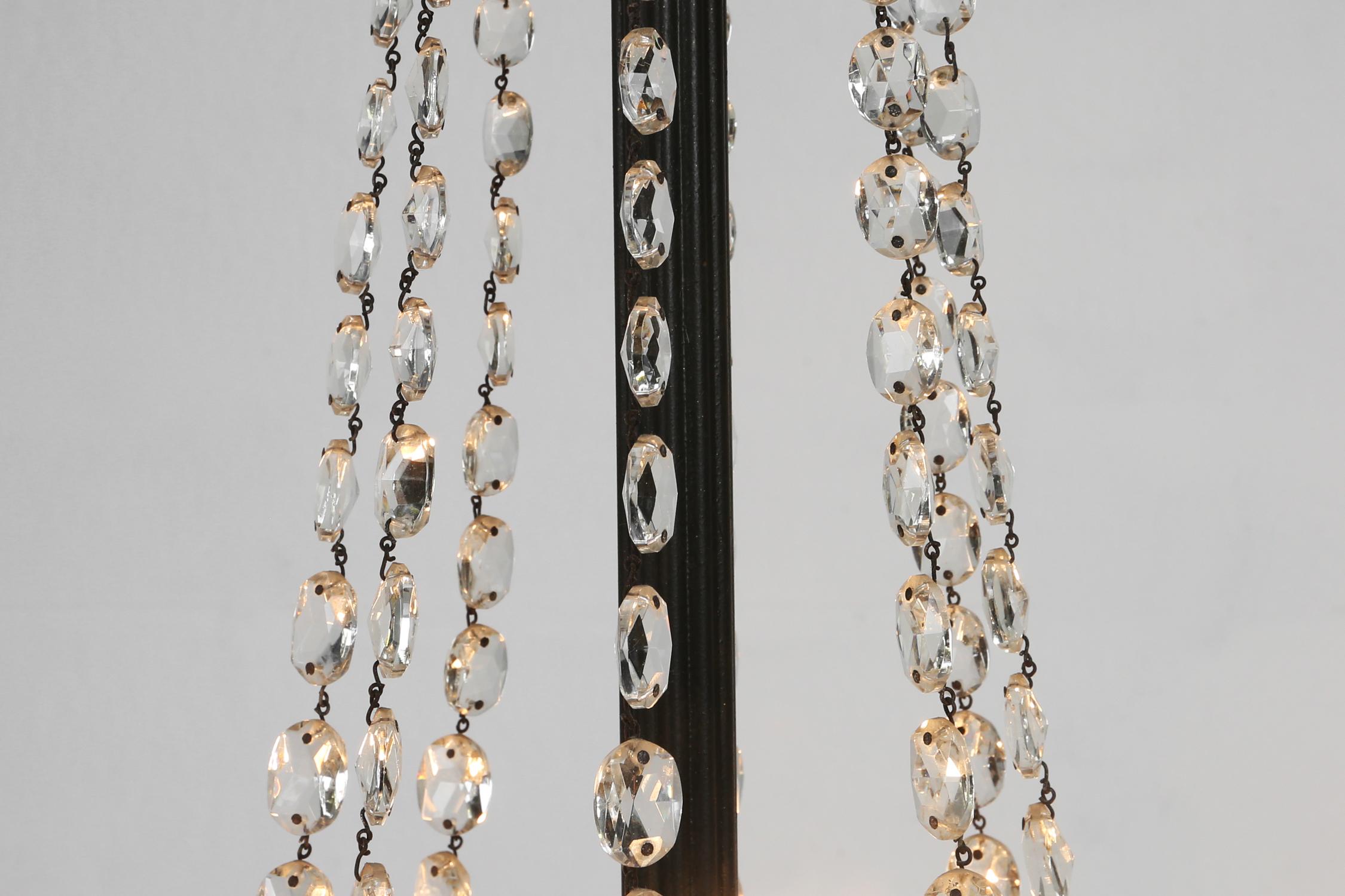 Impressive set of a large bronze Empire Chandelier with wall lights, 1950 For Sale 3