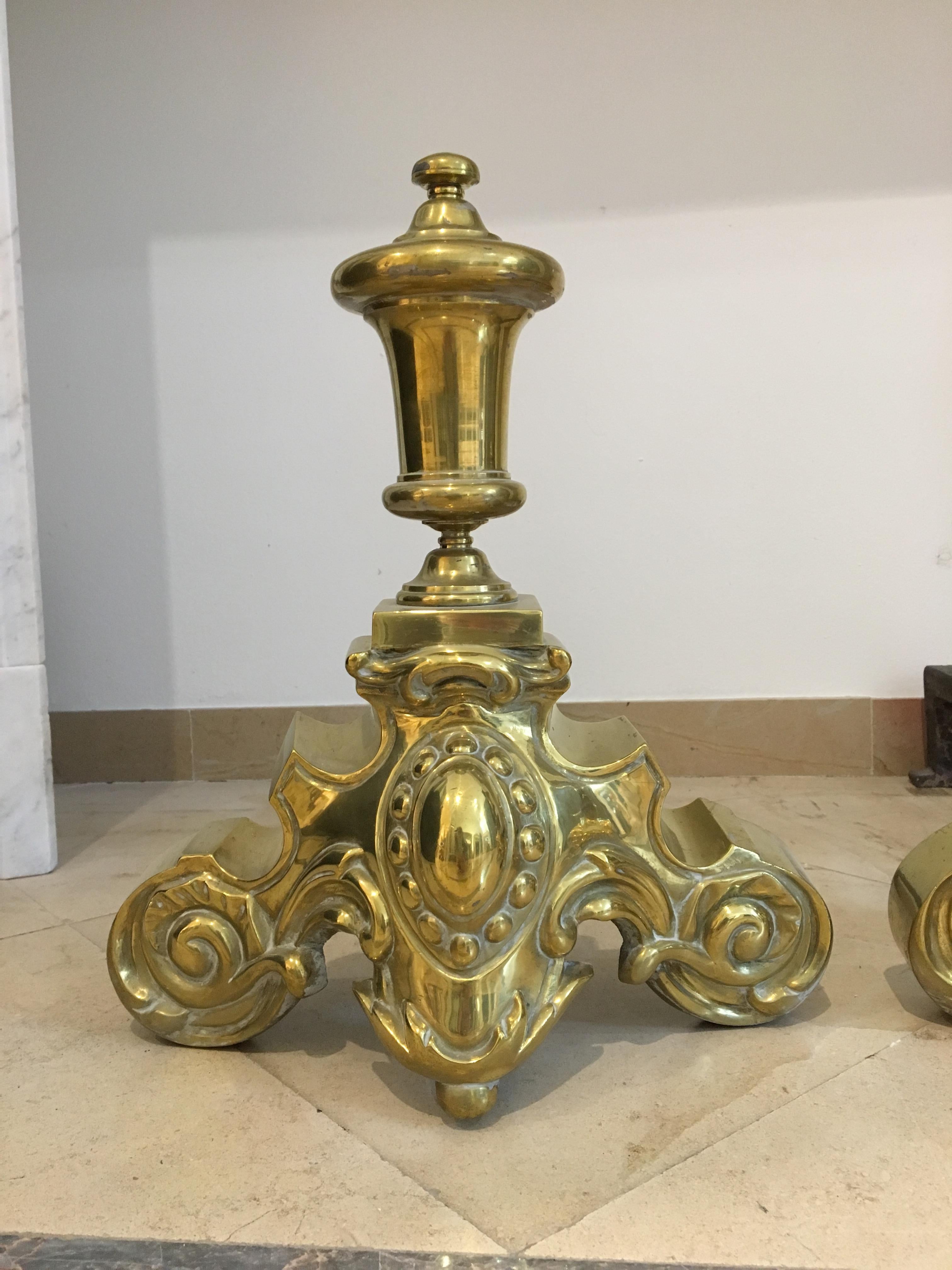 French Impressive Set of Andirons / Fire Dogs For Sale
