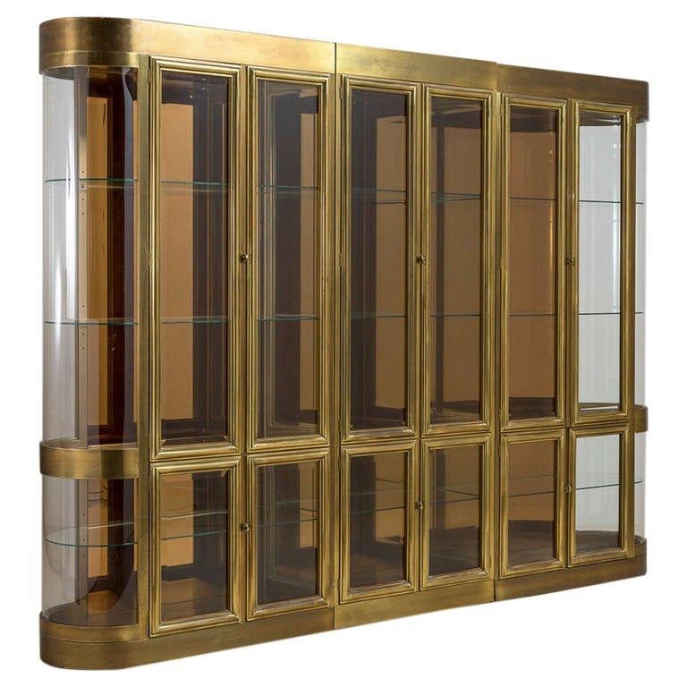 Impressive Set of Brass Display or Vitrine Cabinets by Mastercraft For Sale