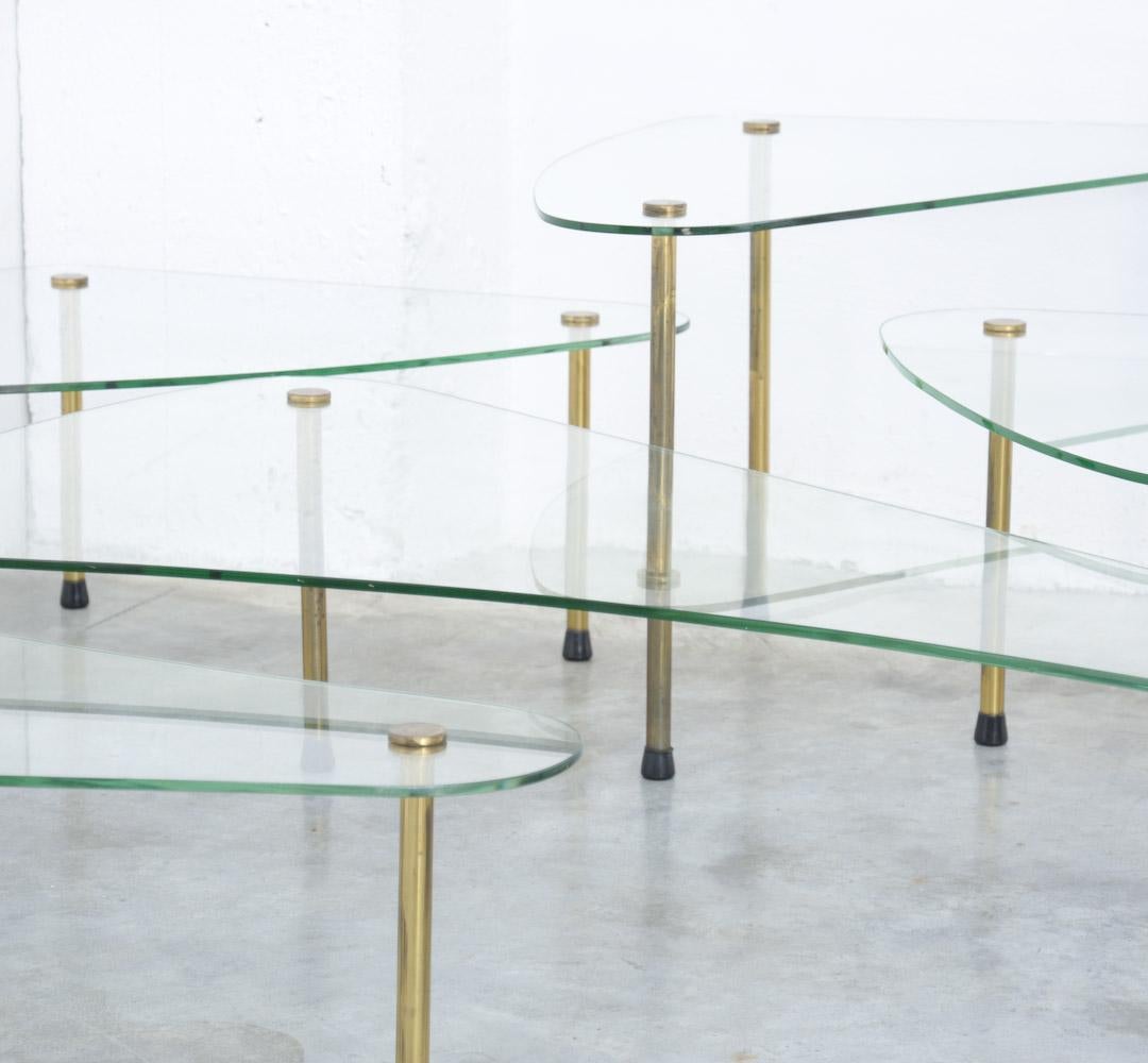 Mid-Century Modern Impressive Set of Glass Side Tables by Etal Pratique, 1950s
