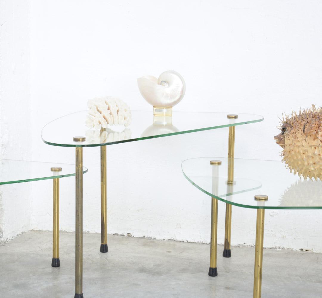 20th Century Impressive Set of Glass Side Tables by Etal Pratique, 1950s