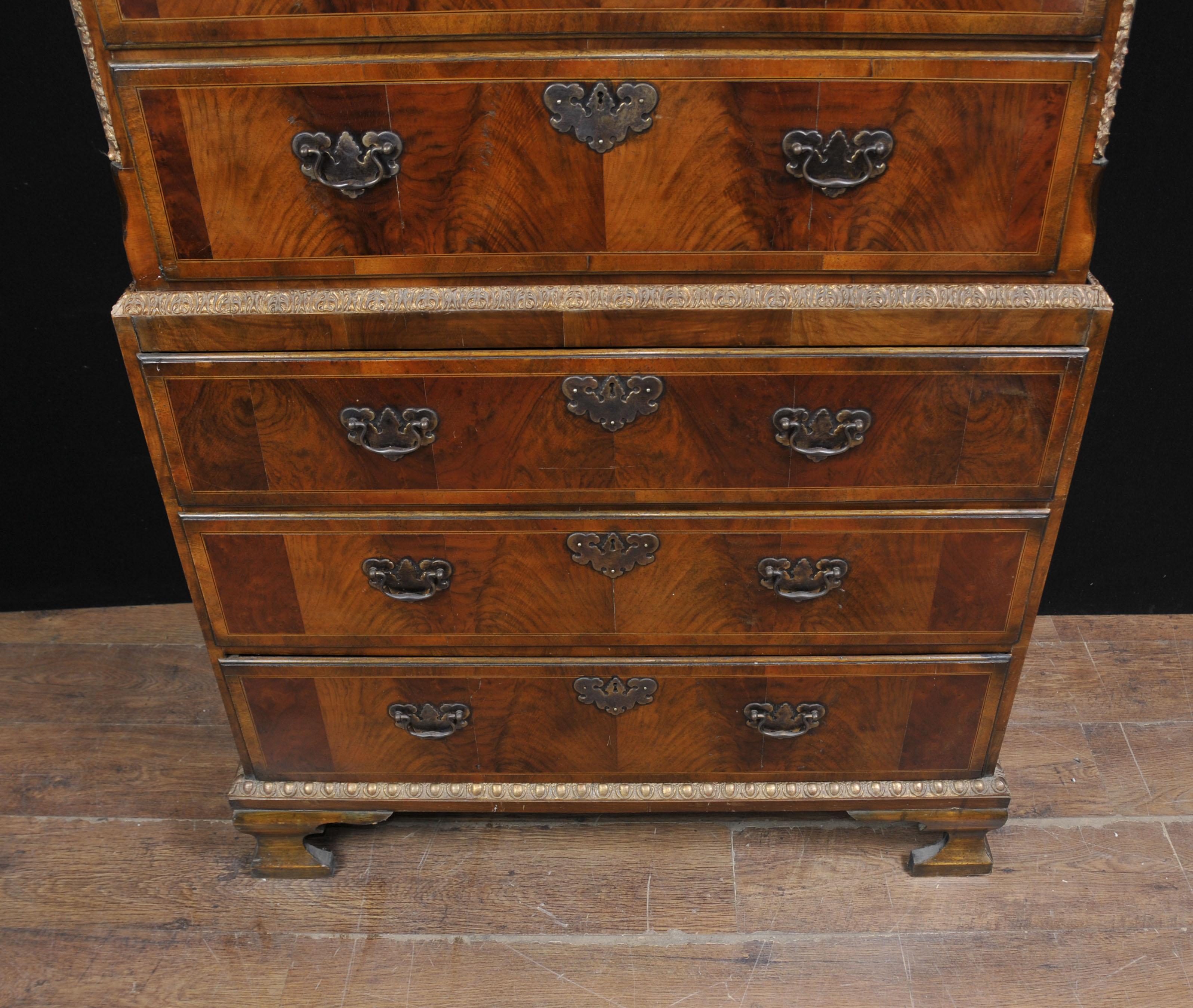 High Victorian Impressive Sized English Burl Walnut Chest on Chest Dating to 1840 Standing For Sale