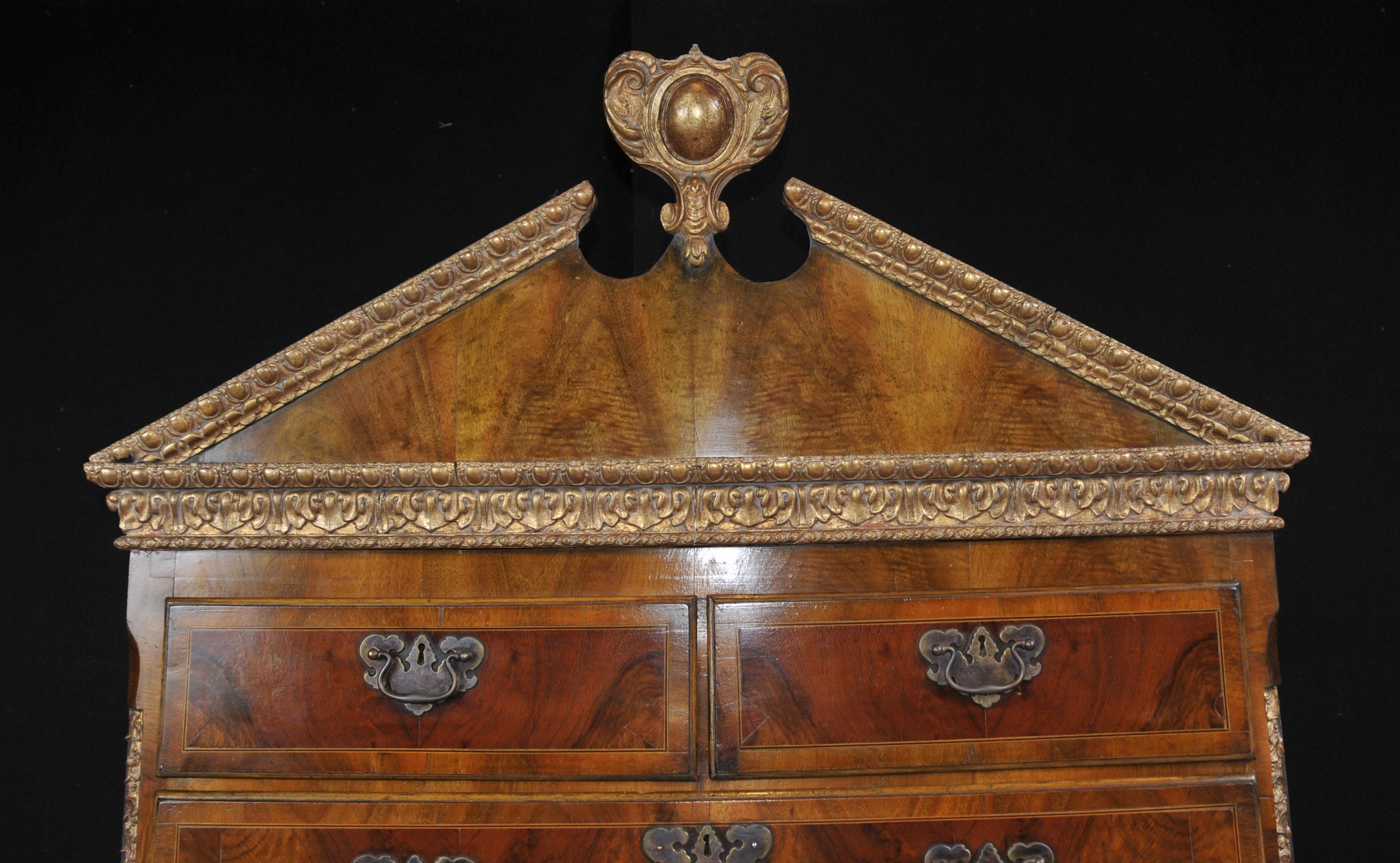 Woodwork Impressive Sized English Burl Walnut Chest on Chest Dating to 1840 Standing For Sale