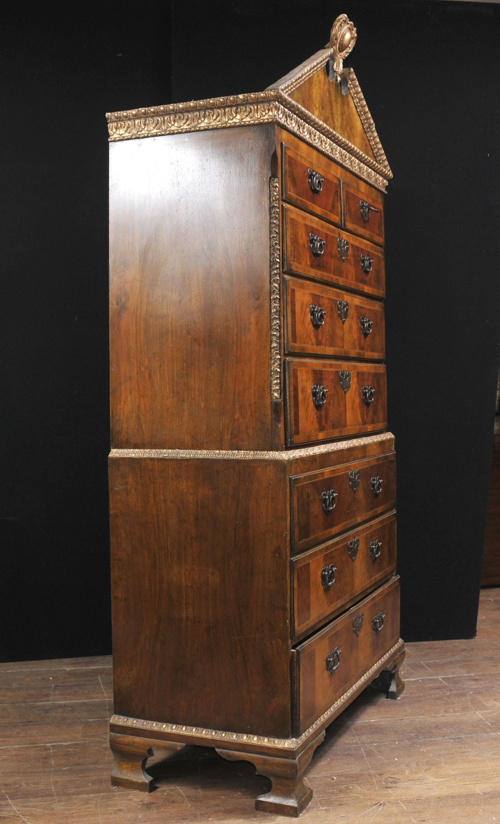 Impressive Sized English Burl Walnut Chest on Chest Dating to 1840 Standing For Sale 2