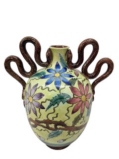 Beeindruckende Schlangenblumenvase, berühmte Znaim-Keramik Jugendstil Jugendstil 1900er