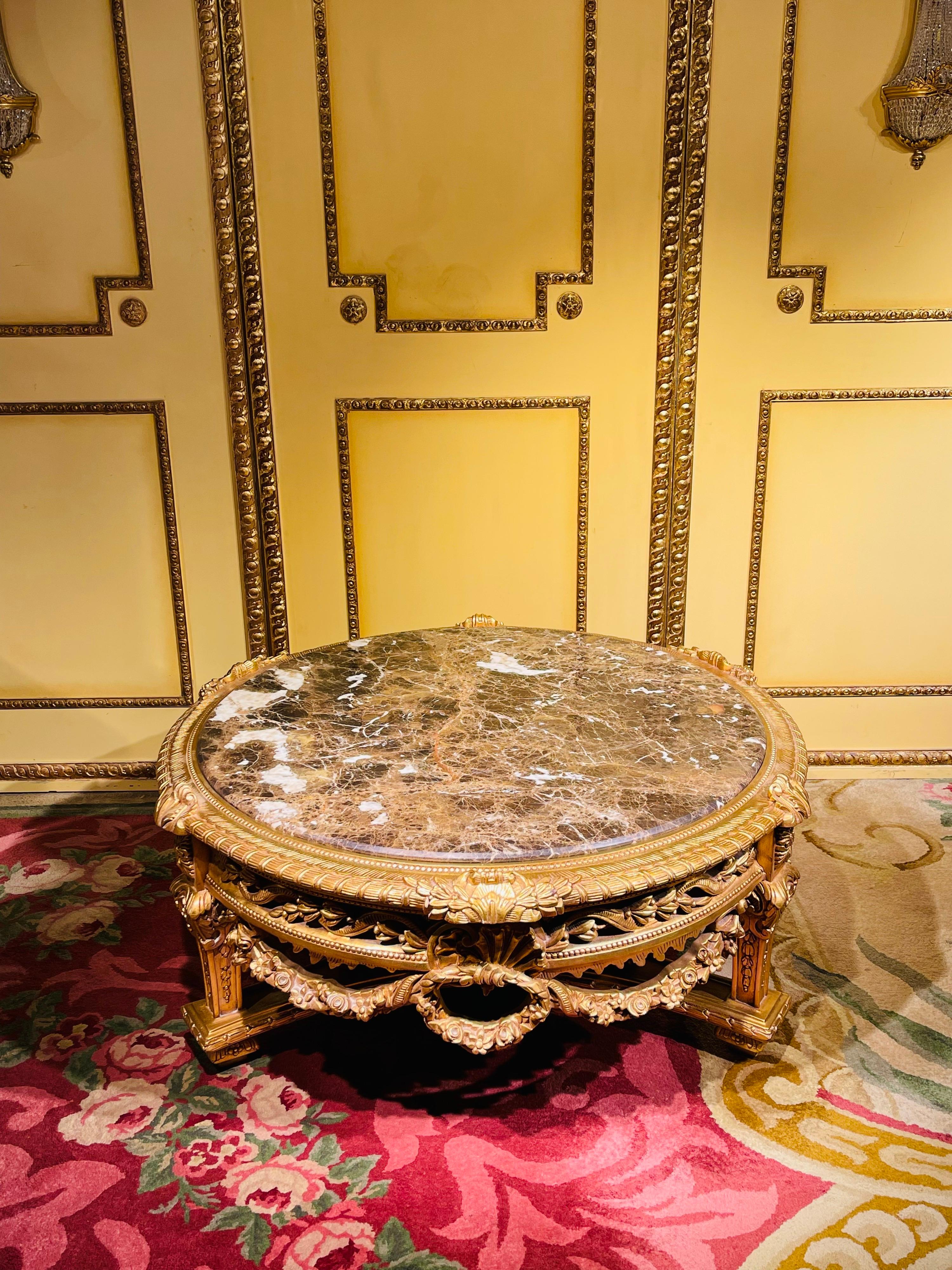 Impressive Solid Coffee Table Louis XV, Beech, Gold 6