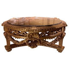 Vintage Impressive Solid Coffee Table Louis XV, Beech, Gold