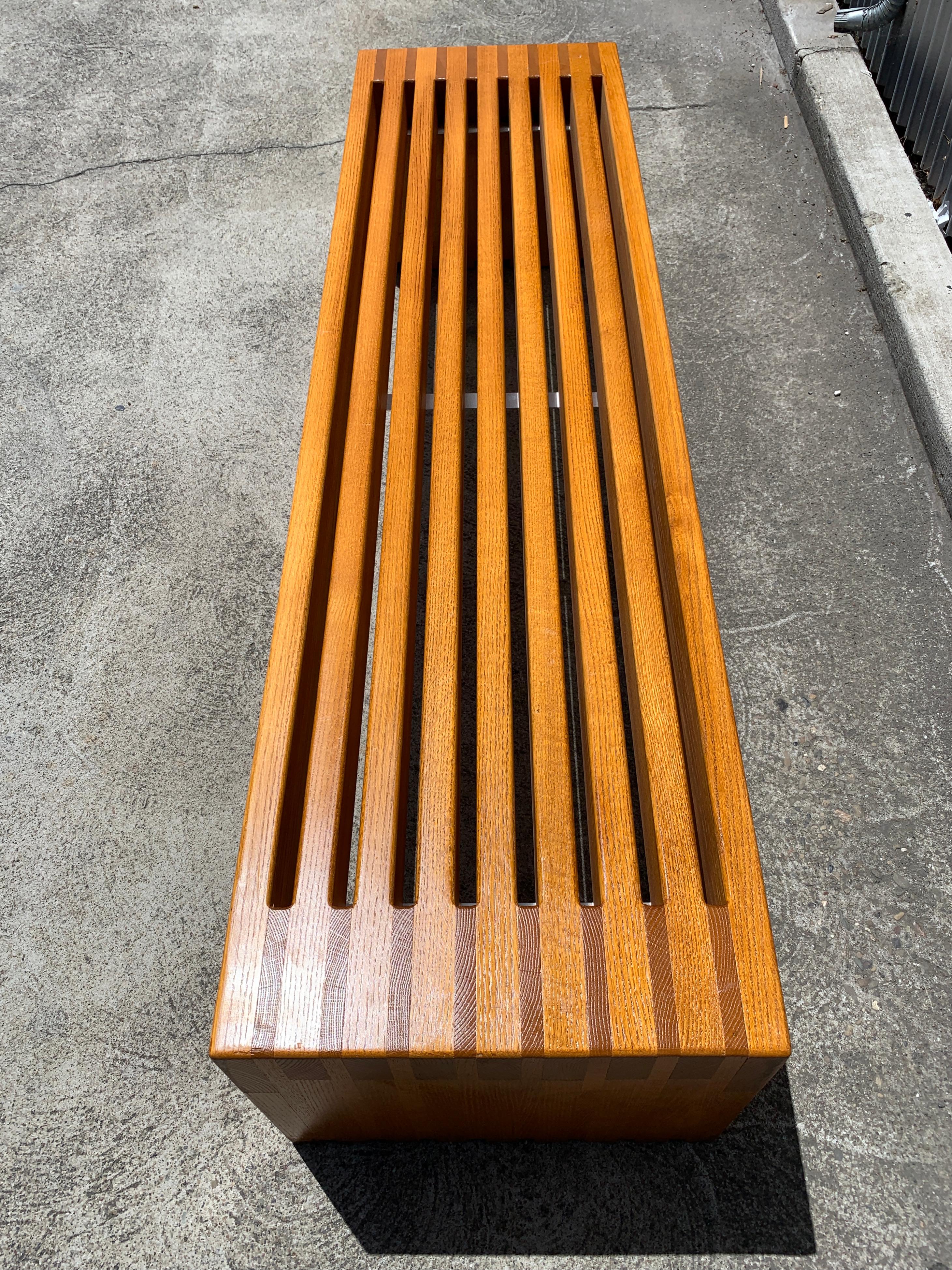 Impressive Solid Oak Bench by Mexican Modernist Architect Ricardo Legorretta In Good Condition In Danville, CA