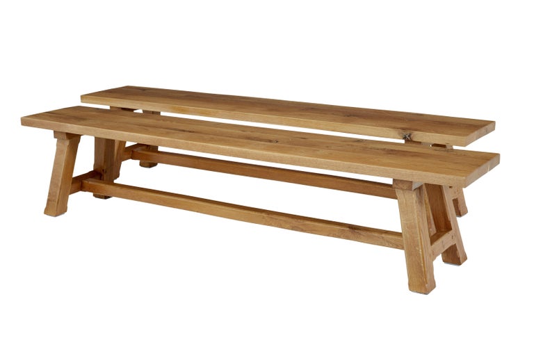 Impressive Solid Oak Dining Table and Benches by Garbo For Sale at 1stDibs