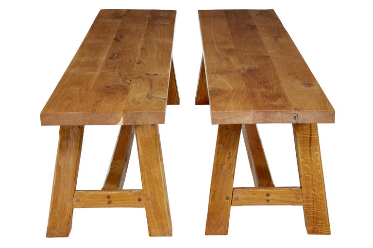 Impressive Solid Oak Dining Table and Benches by Garbo For Sale at 1stDibs