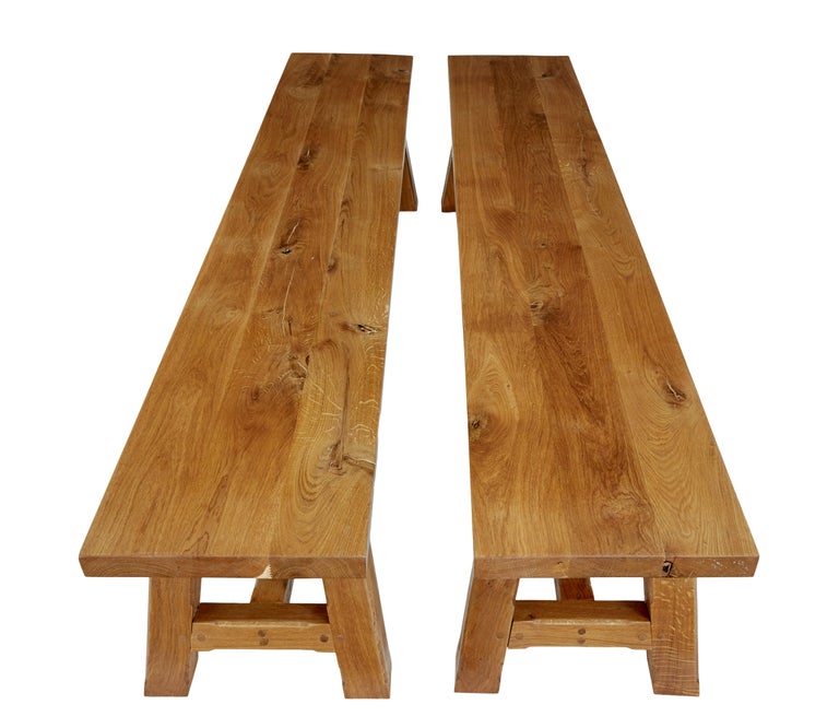 Impressive Solid Oak Dining Table and Benches by Garbo For Sale at 1stDibs