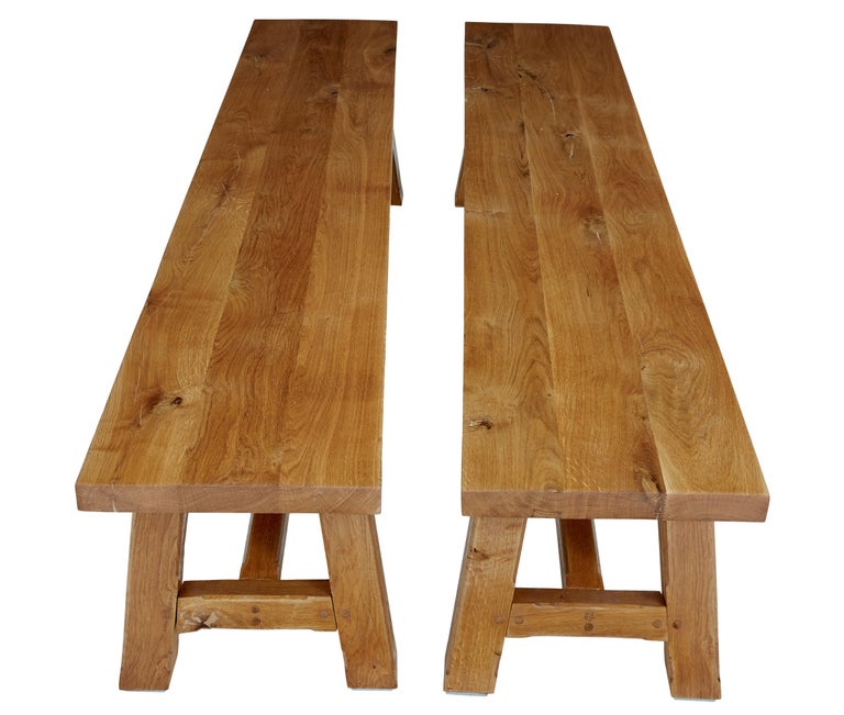 Impressive Solid Oak Dining Table and Benches by Garbo For Sale at 1stDibs