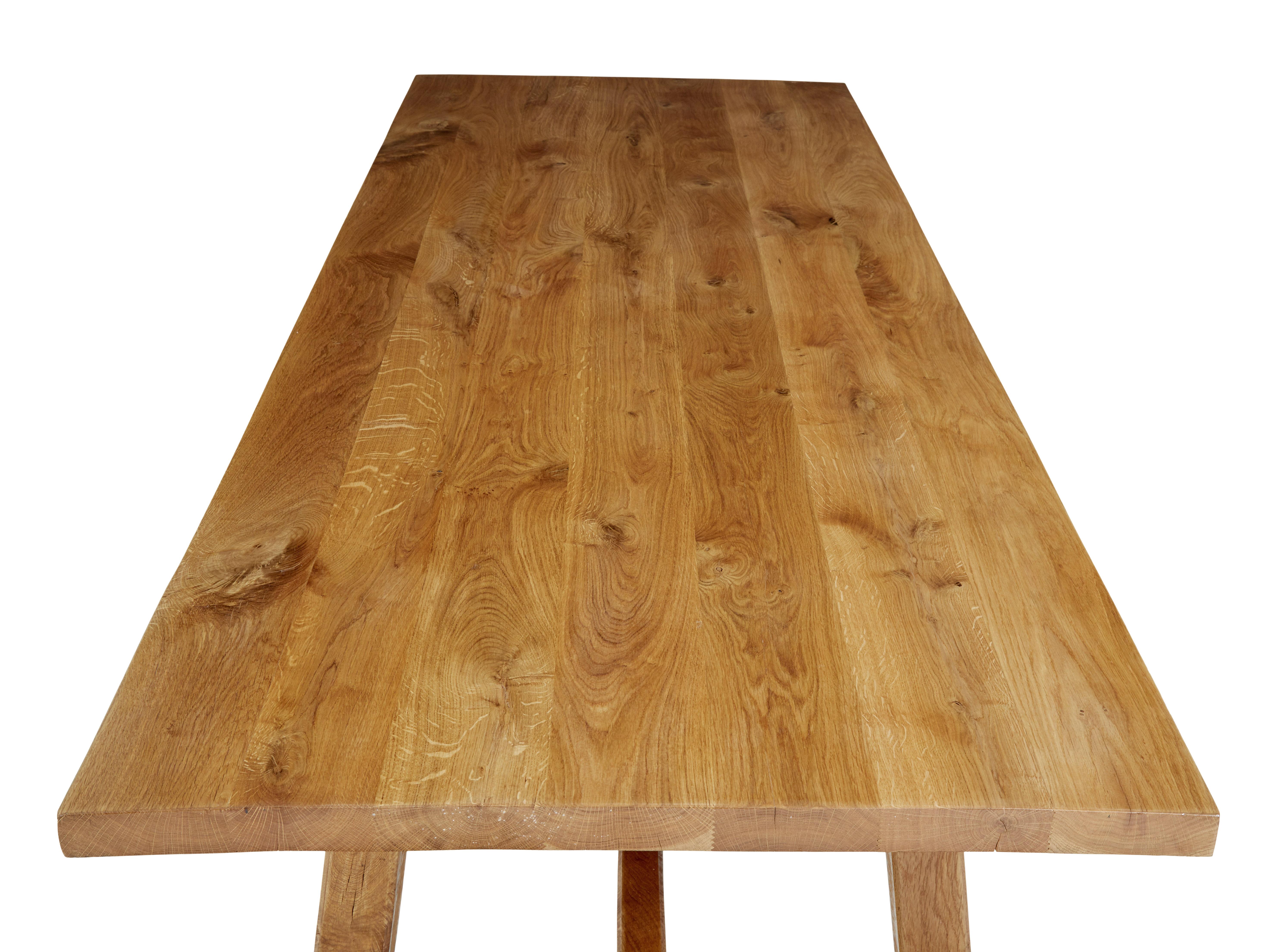 Swedish Impressive Solid Oak Dining Table and Benches by Garbo