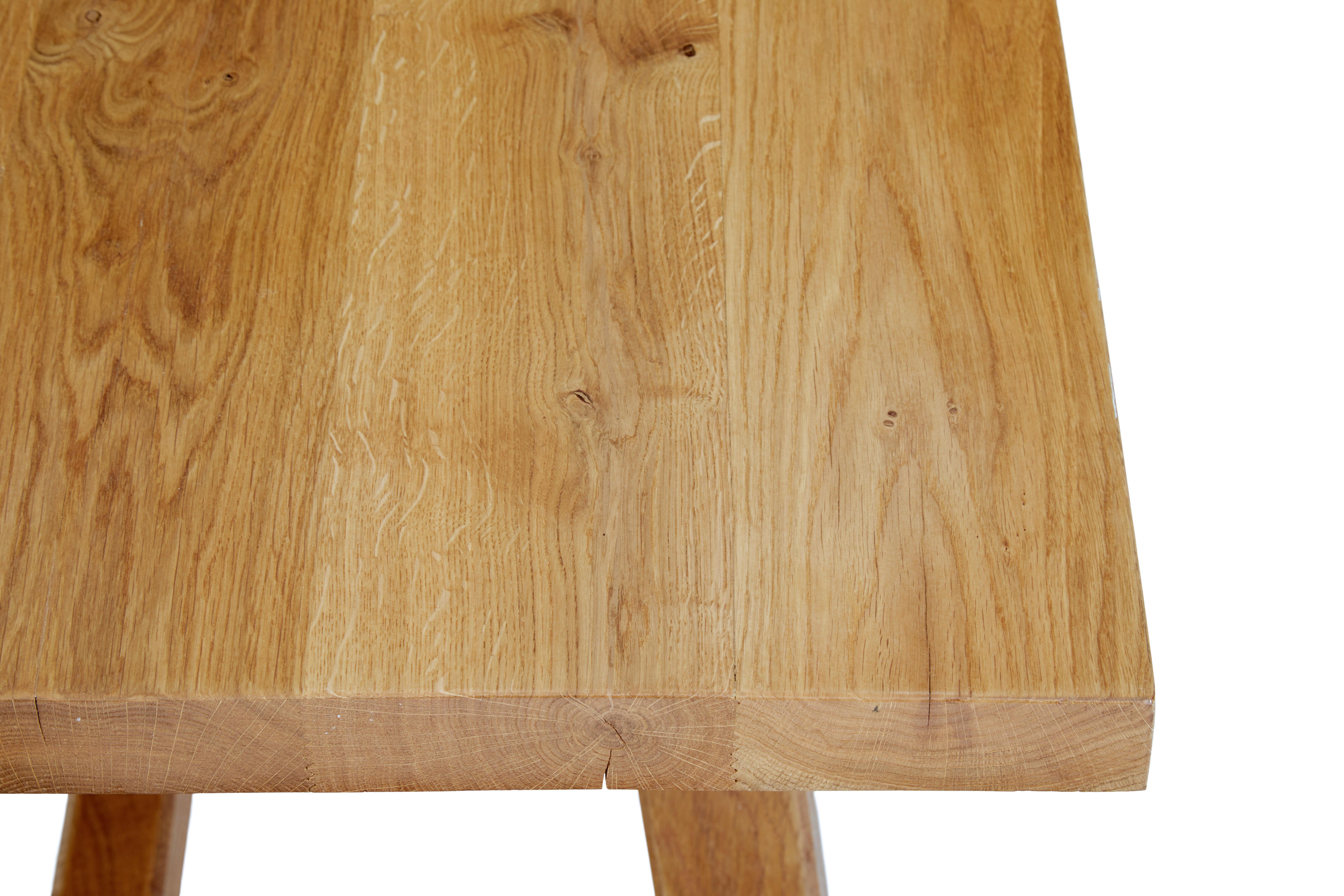 Hand-Crafted Impressive Solid Oak Dining Table and Benches by Garbo