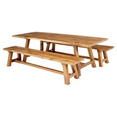 Impressive Solid Oak Dining Table and Benches by Garbo