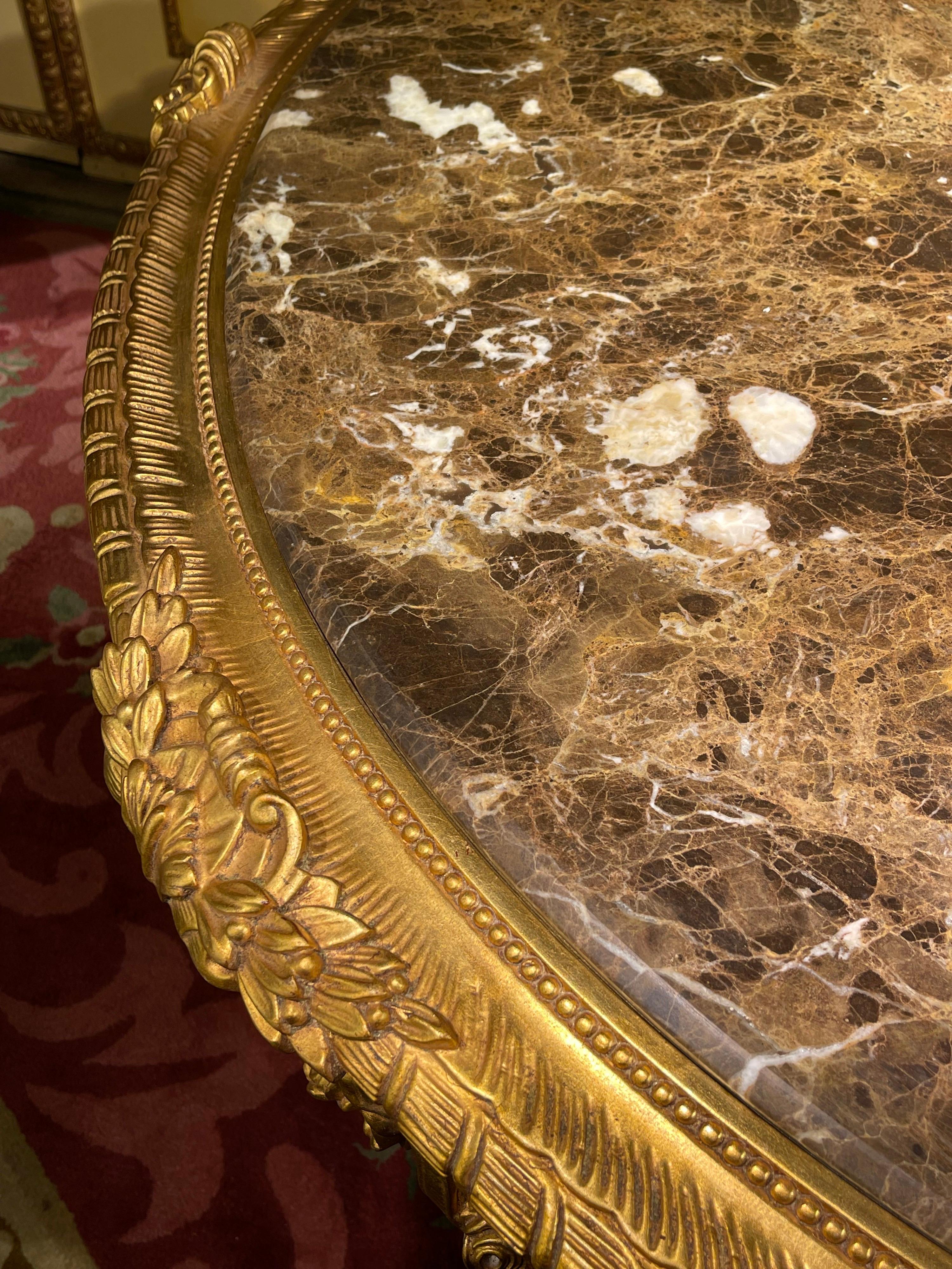 Impressive Solid Salon Center Table Louis XV, Beech, Gold For Sale 7