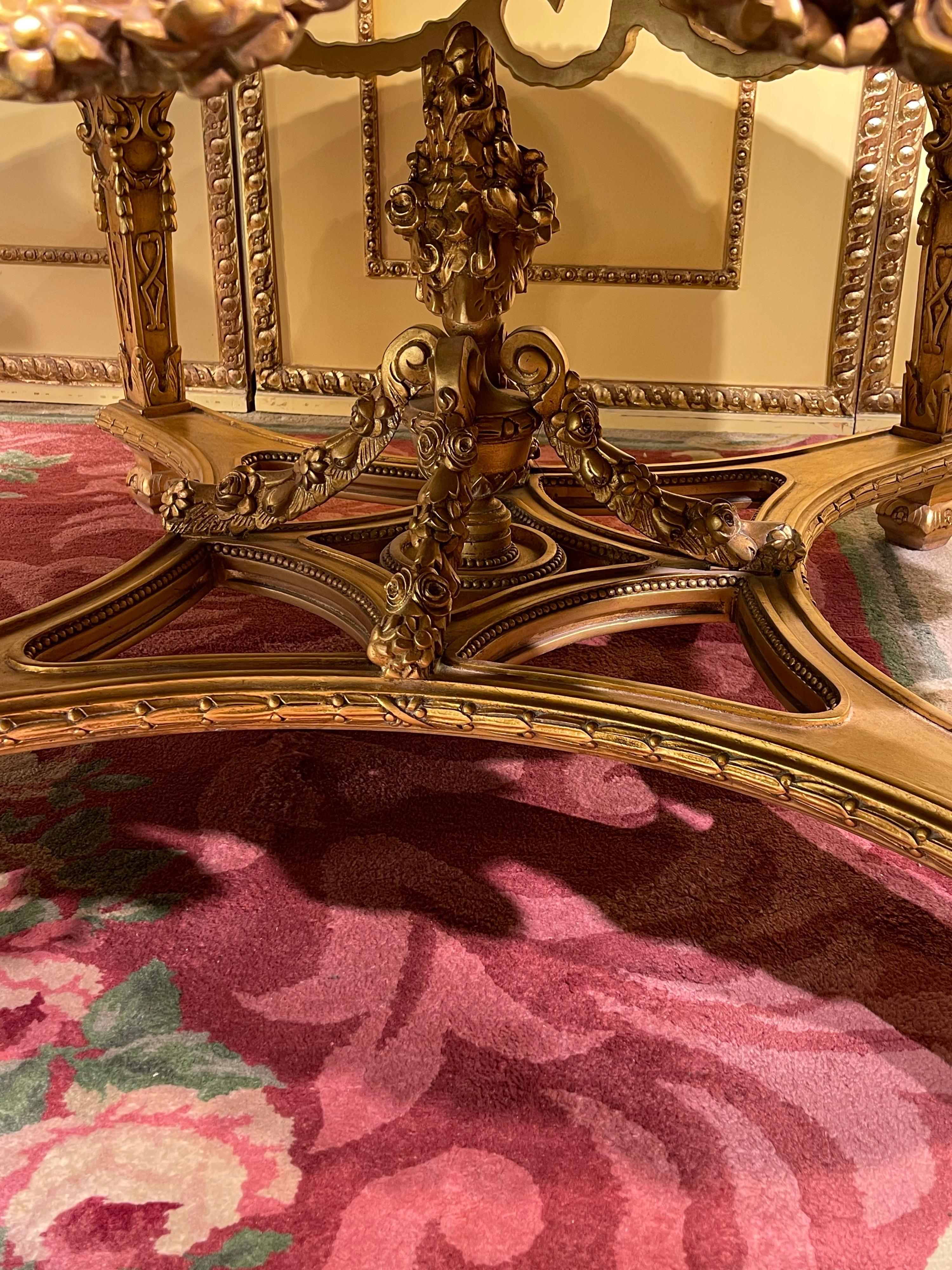 Impressive Solid Salon Center Table Louis XV, Beech, Gold For Sale 1