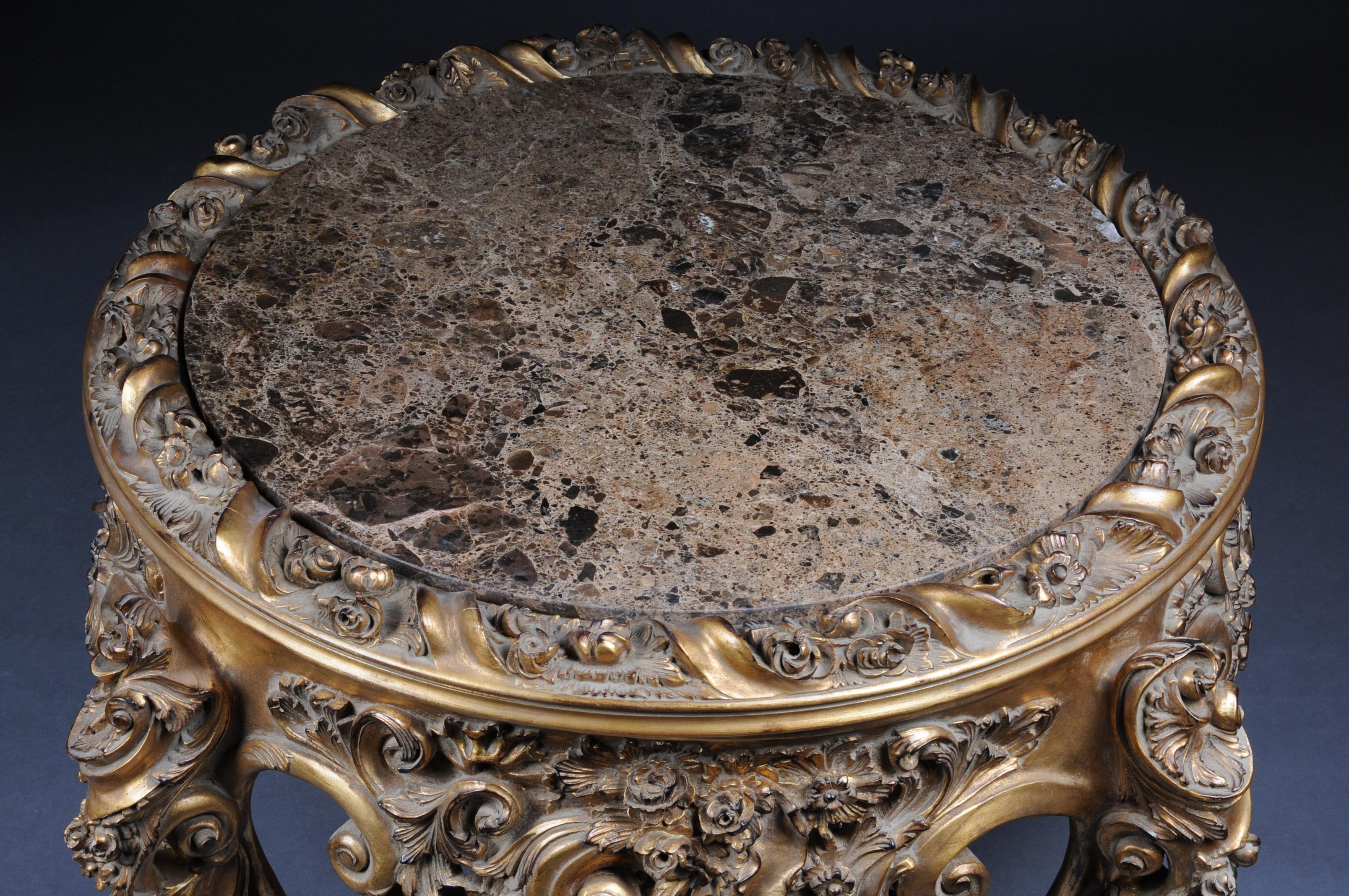 Hand-Carved Impressive Solid Salon Table Louis Quinze XV, Gold For Sale