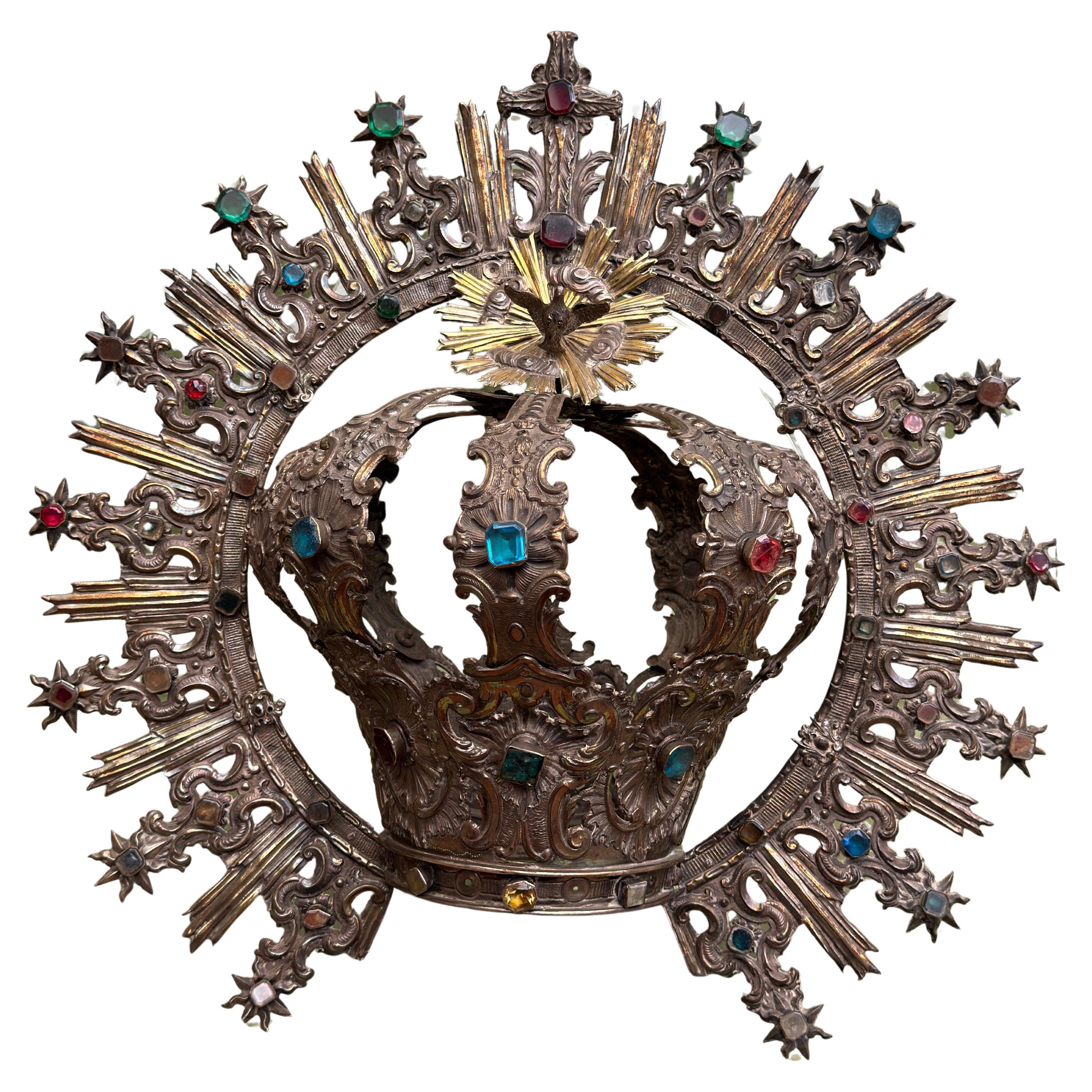 Impressionante corona d'argento spagnola, punzonata da Francisco Beltrán de la Cueva