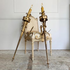 Impressive 1m Spanish Torchiere Wall Sconces, circa 1930s