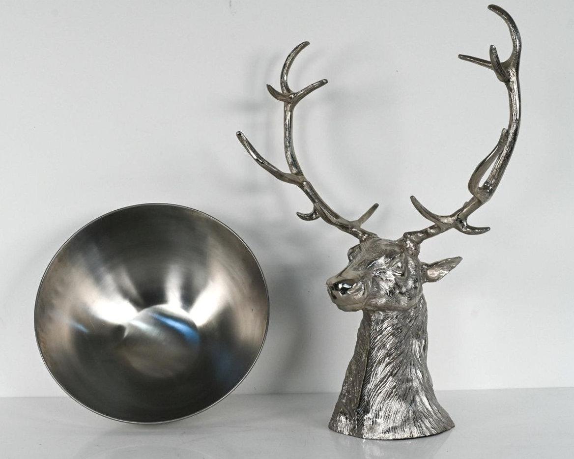 Impressive Stag Deer Form Silver Plated Centerpiece or Punch Bowl 1