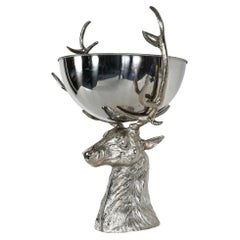 Impressive Stag Deer Form Silver Plated Centerpiece or Punch Bowl