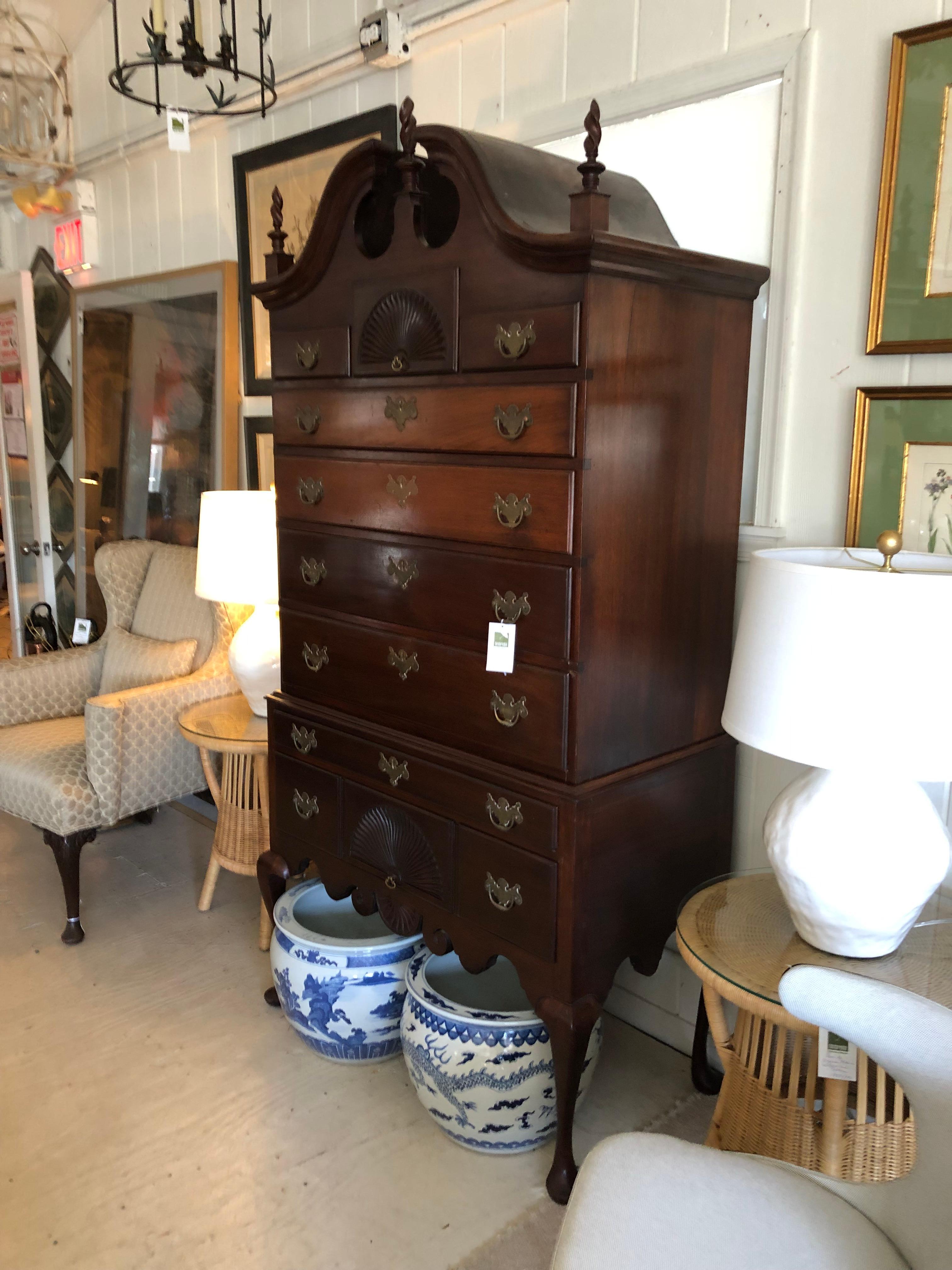 Chippendale Impressive Stately 19th Century Mahogany American Highboy  For Sale
