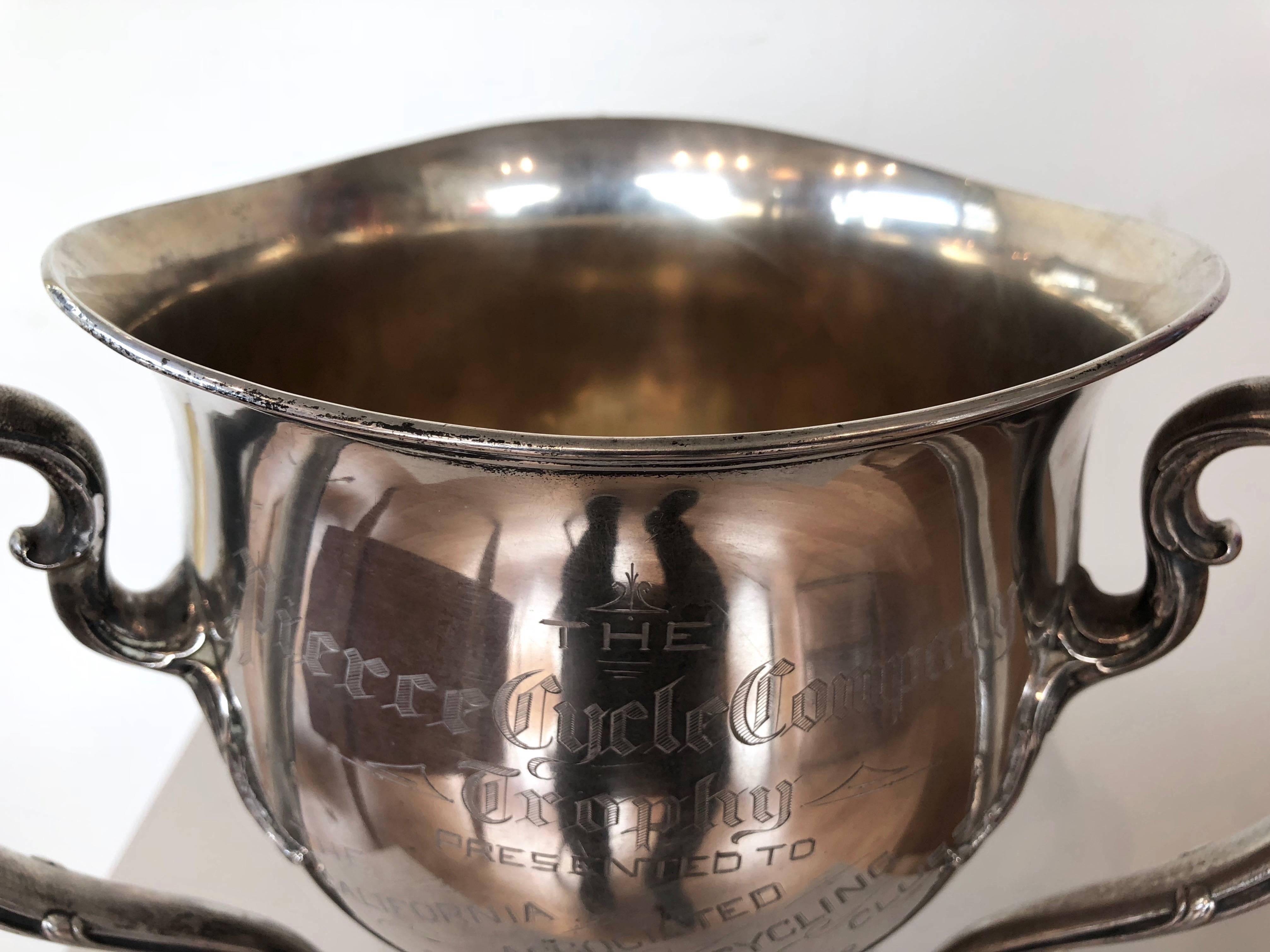 Impressive Sterling Silver 1908–1913 Pierce Cycle Company Perpetual Trophy 6