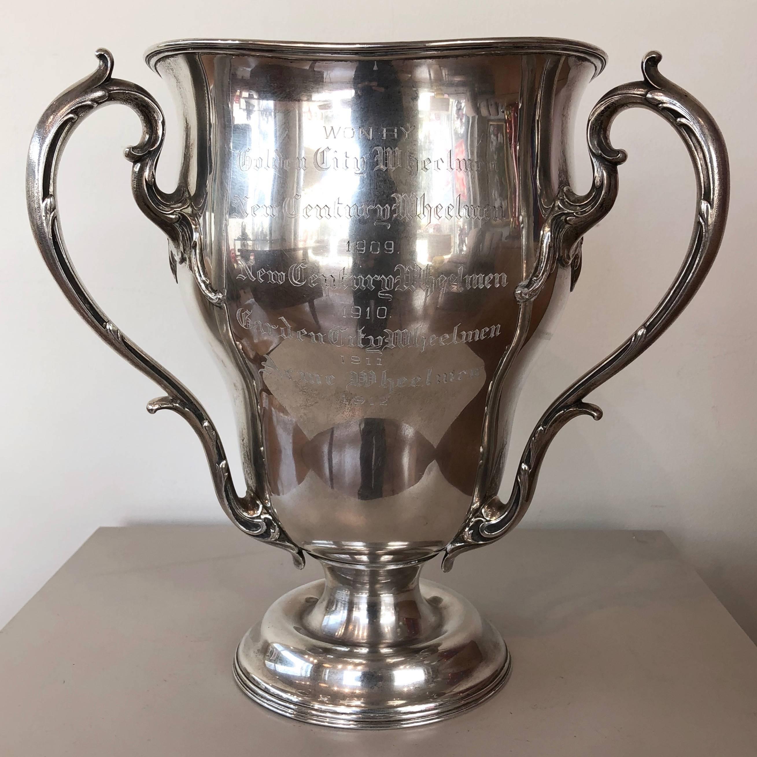 American Impressive Sterling Silver 1908–1913 Pierce Cycle Company Perpetual Trophy