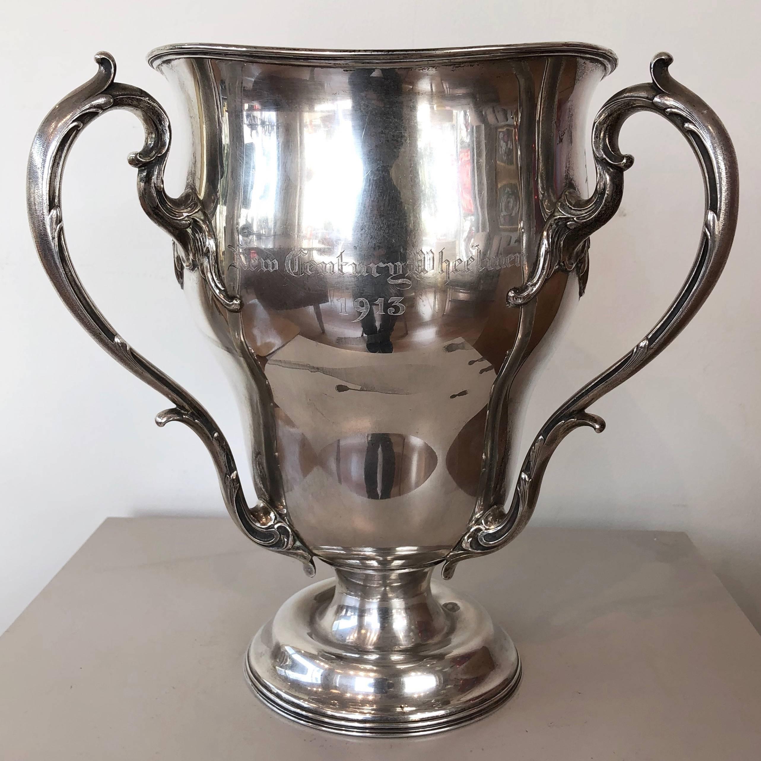 Early 20th Century Impressive Sterling Silver 1908–1913 Pierce Cycle Company Perpetual Trophy