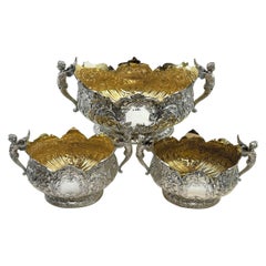 Impressive Suite of 3 Antique Victorian Silver Dishes / Set of Bowls 1895-1898