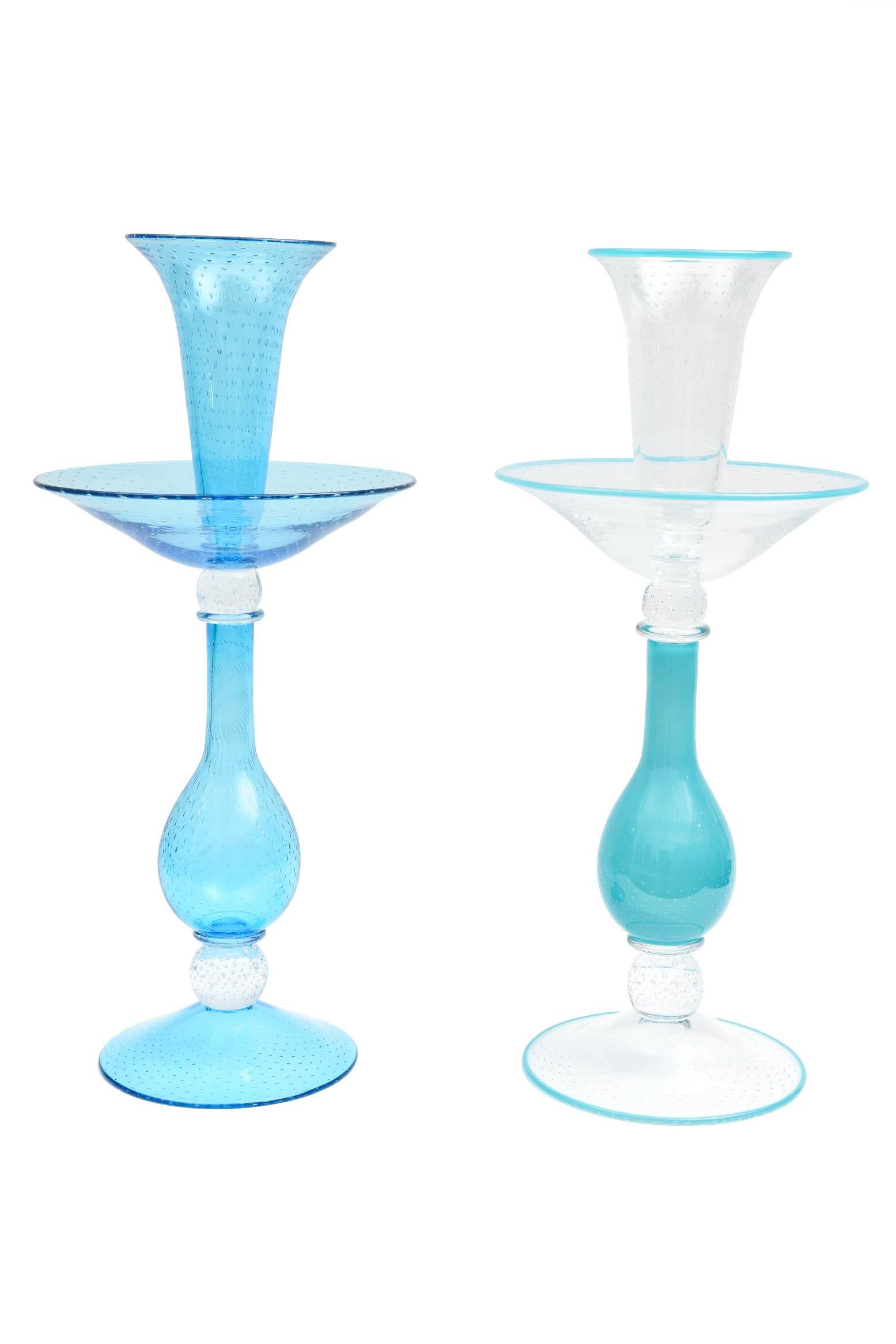 Impressive Tall Tiffany Blue Turquoise Glass Centrepiece Epergne, Custom Color For Sale 3