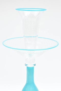 Impresionante Centro de Mesa Alto de Cristal Turquesa Azul Tiffany Epergne, Color Personalizado