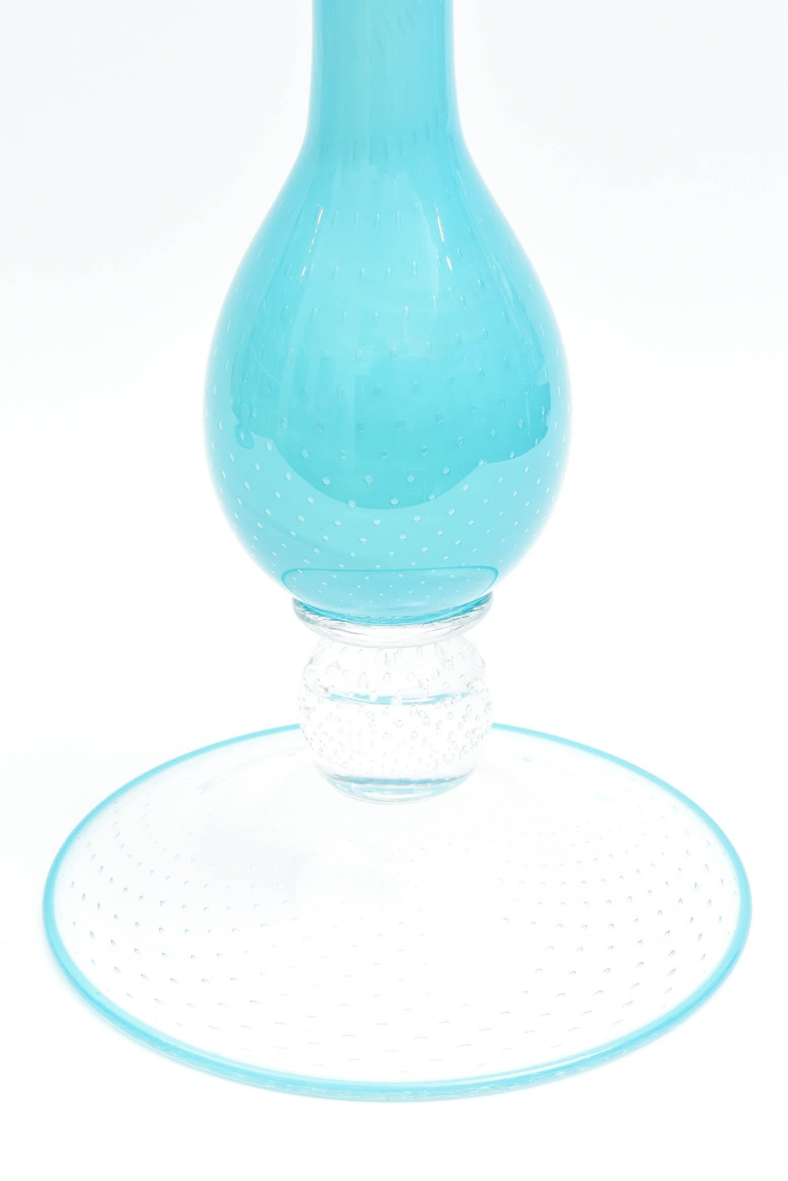 American Impressive Tall Tiffany Blue Turquoise Glass Centrepiece Epergne, Custom Color For Sale