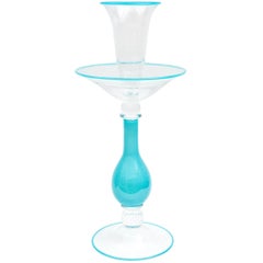 Impressive Tall Tiffany Blue Turquoise Glass Centrepiece Epergne, Custom Color